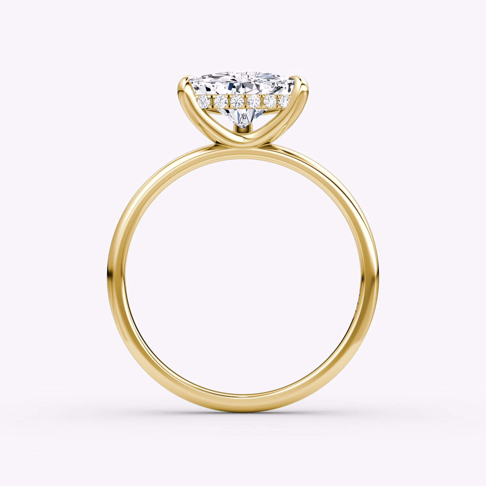 The Classic Hidden Halo | Trillion | 18k | Yellow Gold | bandAccent: Plain | bandWidth: large | prongStyle: Plain | diamondOrientation: vertical | caratWeight: other