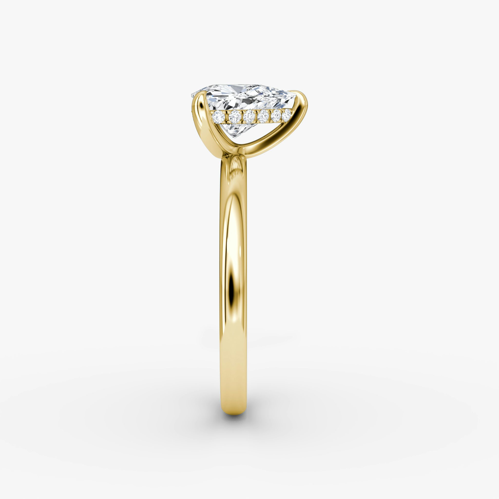 The Classic Hidden Halo | Trillion | 18k | Yellow Gold | bandAccent: Plain | bandWidth: large | prongStyle: Plain | diamondOrientation: vertical | caratWeight: other