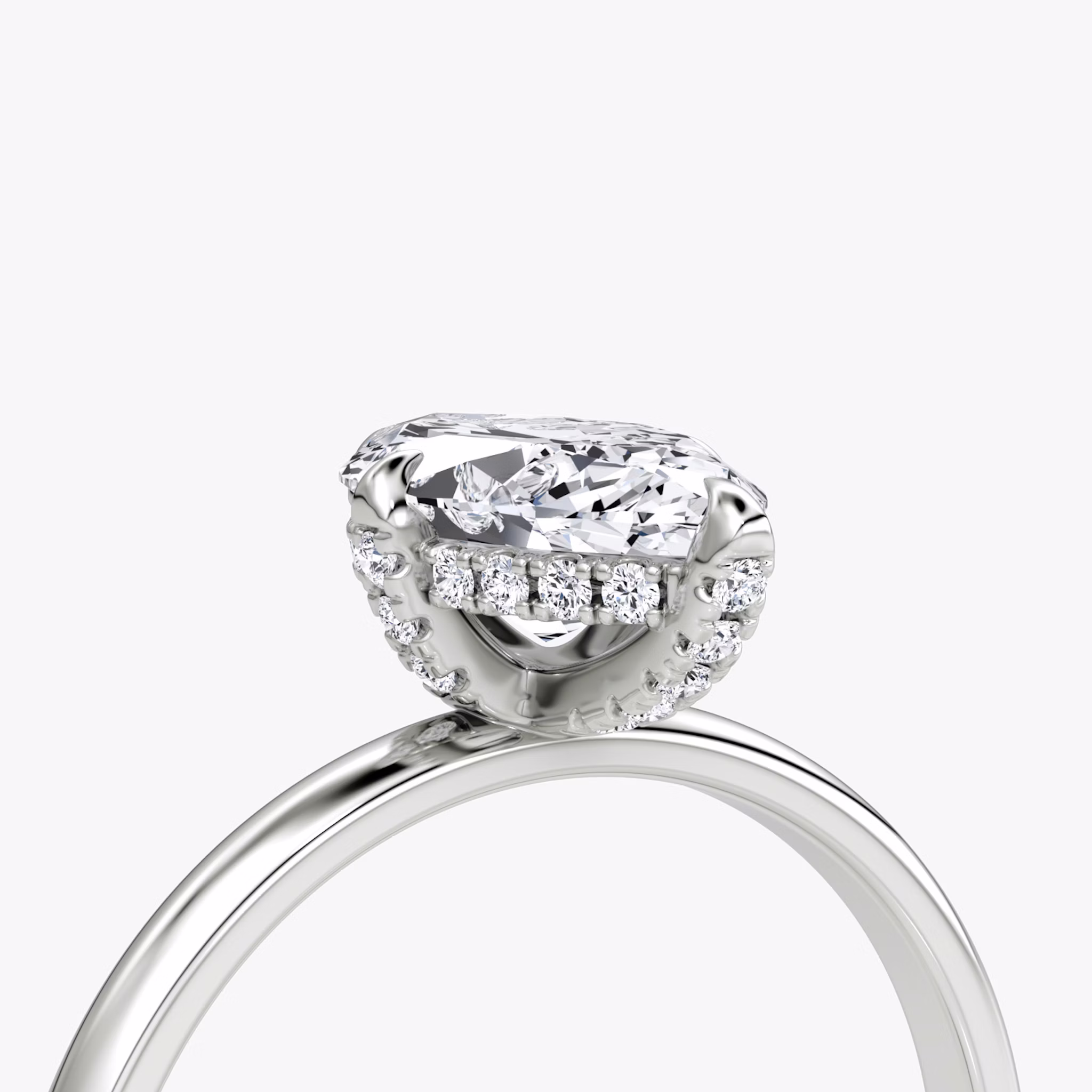 The Classic Hidden Halo | Marquise | 18k | White Gold | bandAccent: Plain | bandWidth: large | prongStyle: Pavé | diamondOrientation: vertical | caratWeight: other