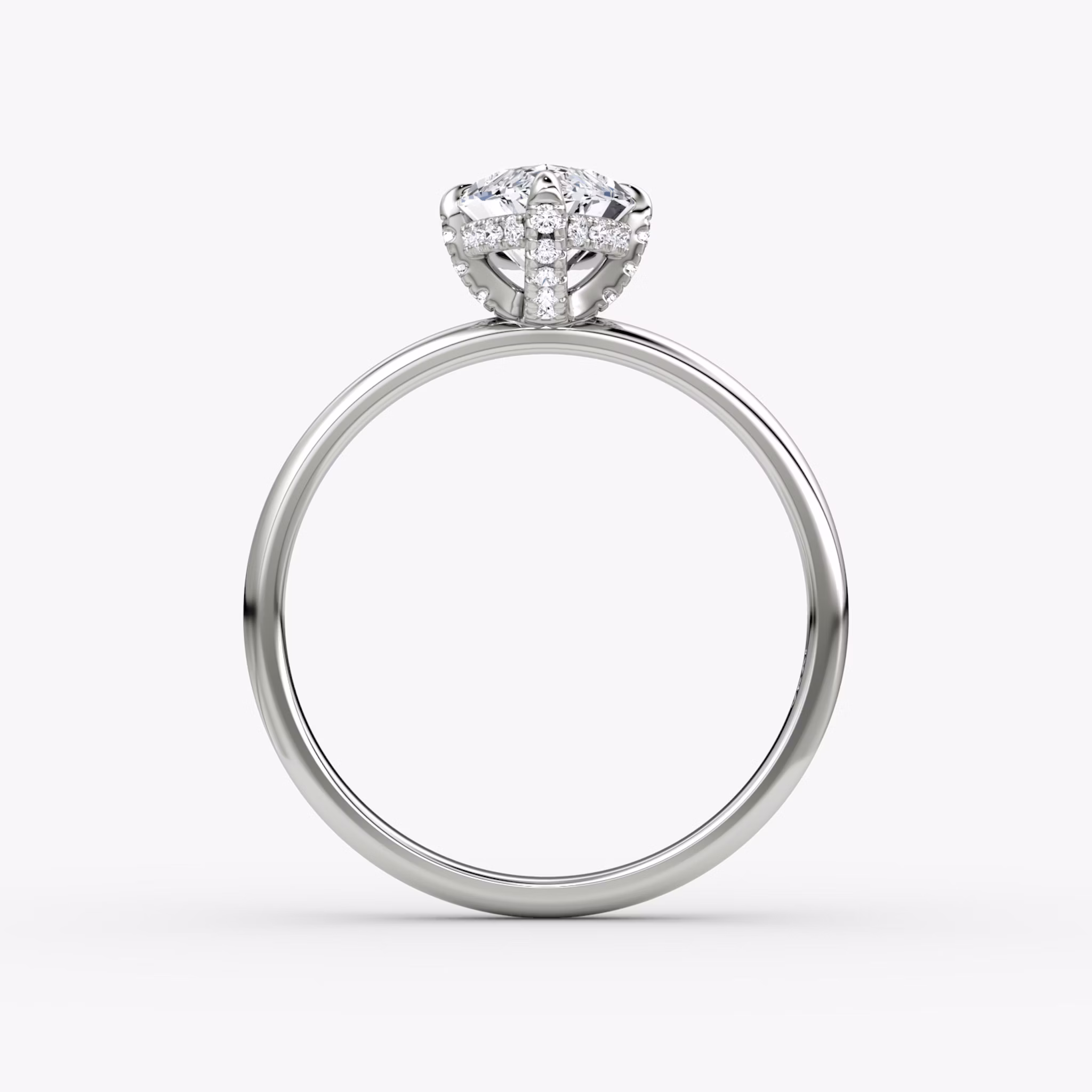 The Classic Hidden Halo | Marquise | 18k | White Gold | bandAccent: Plain | bandWidth: large | prongStyle: Pavé | diamondOrientation: vertical | caratWeight: other