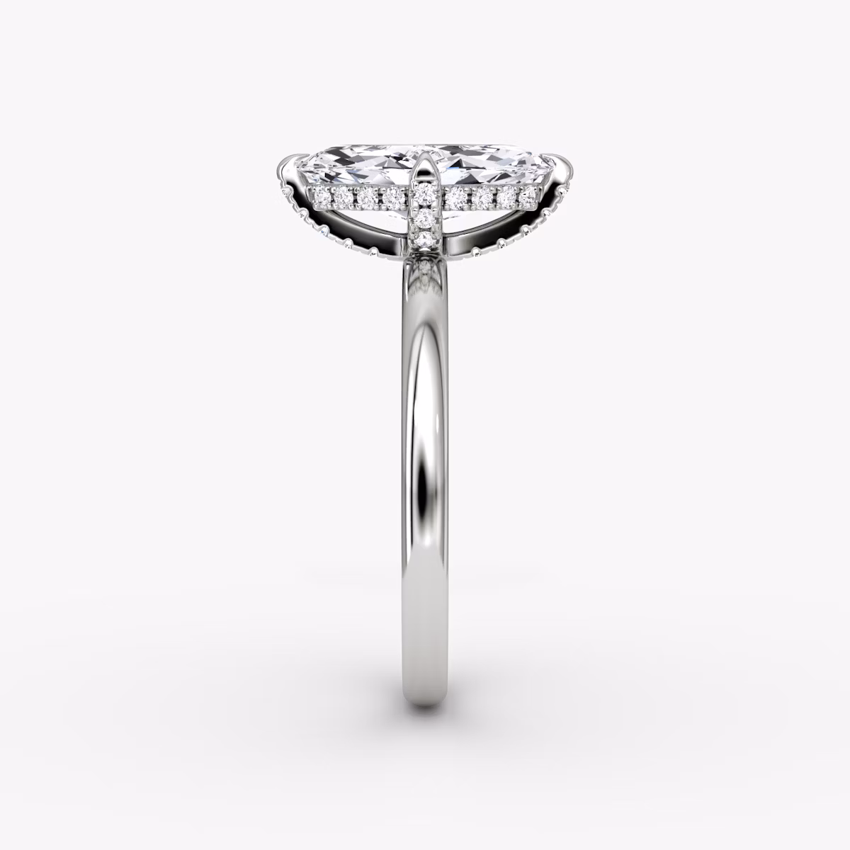 The Classic Hidden Halo | Marquise | Platinum | bandAccent: Plain | bandWidth: large | prongStyle: Pavé | diamondOrientation: vertical | caratWeight: other