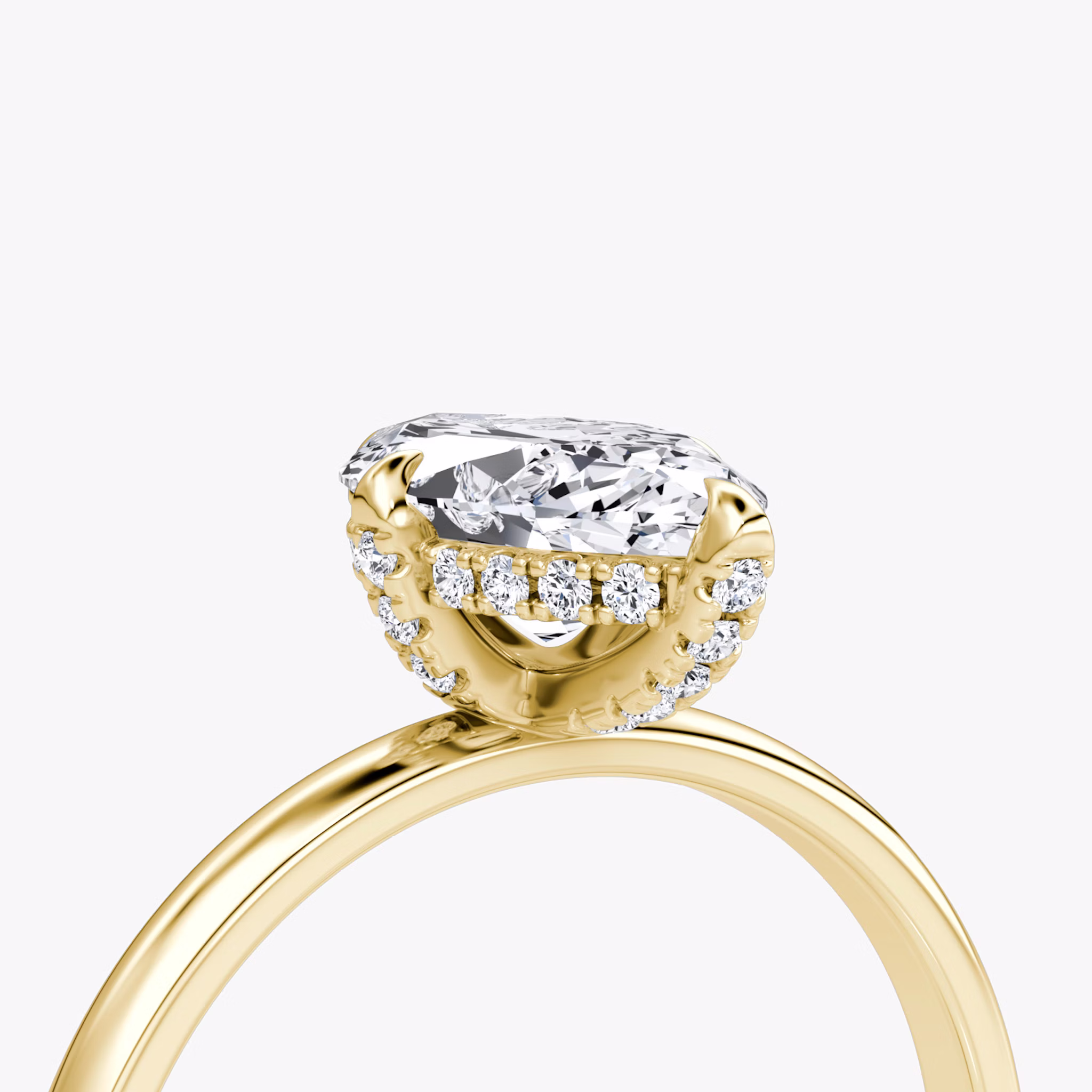 The Classic Hidden Halo | Marquise | 18k | Yellow Gold | bandAccent: Plain | bandWidth: large | prongStyle: Pavé | diamondOrientation: vertical | caratWeight: other