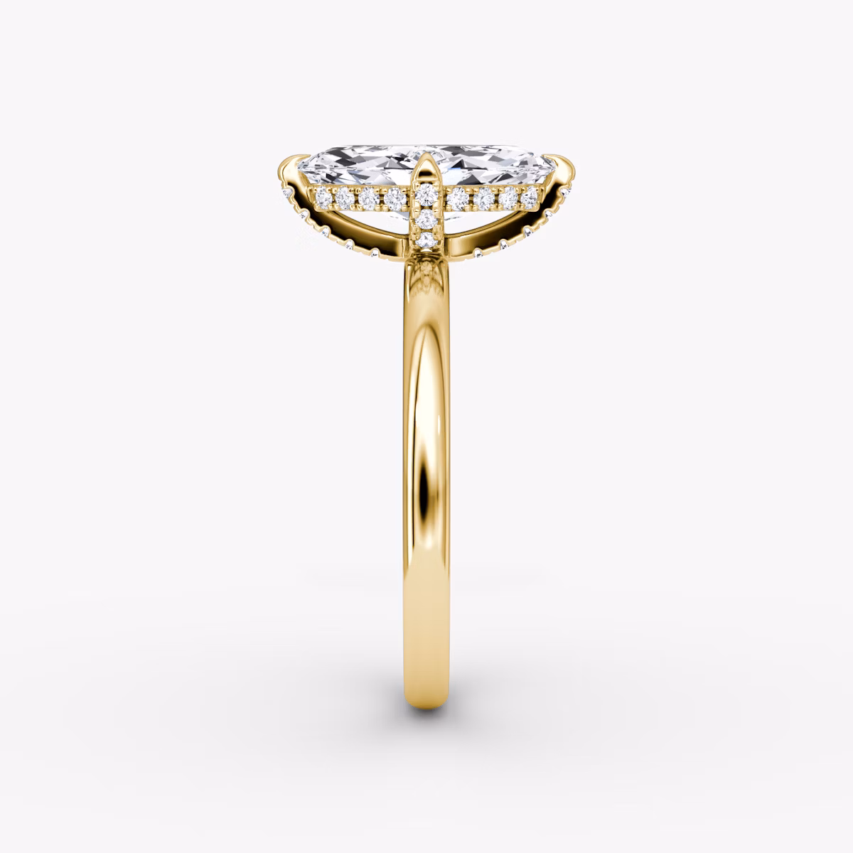 The Classic Hidden Halo | Marquise | 18k | Yellow Gold | bandAccent: Plain | bandWidth: large | prongStyle: Pavé | diamondOrientation: vertical | caratWeight: other