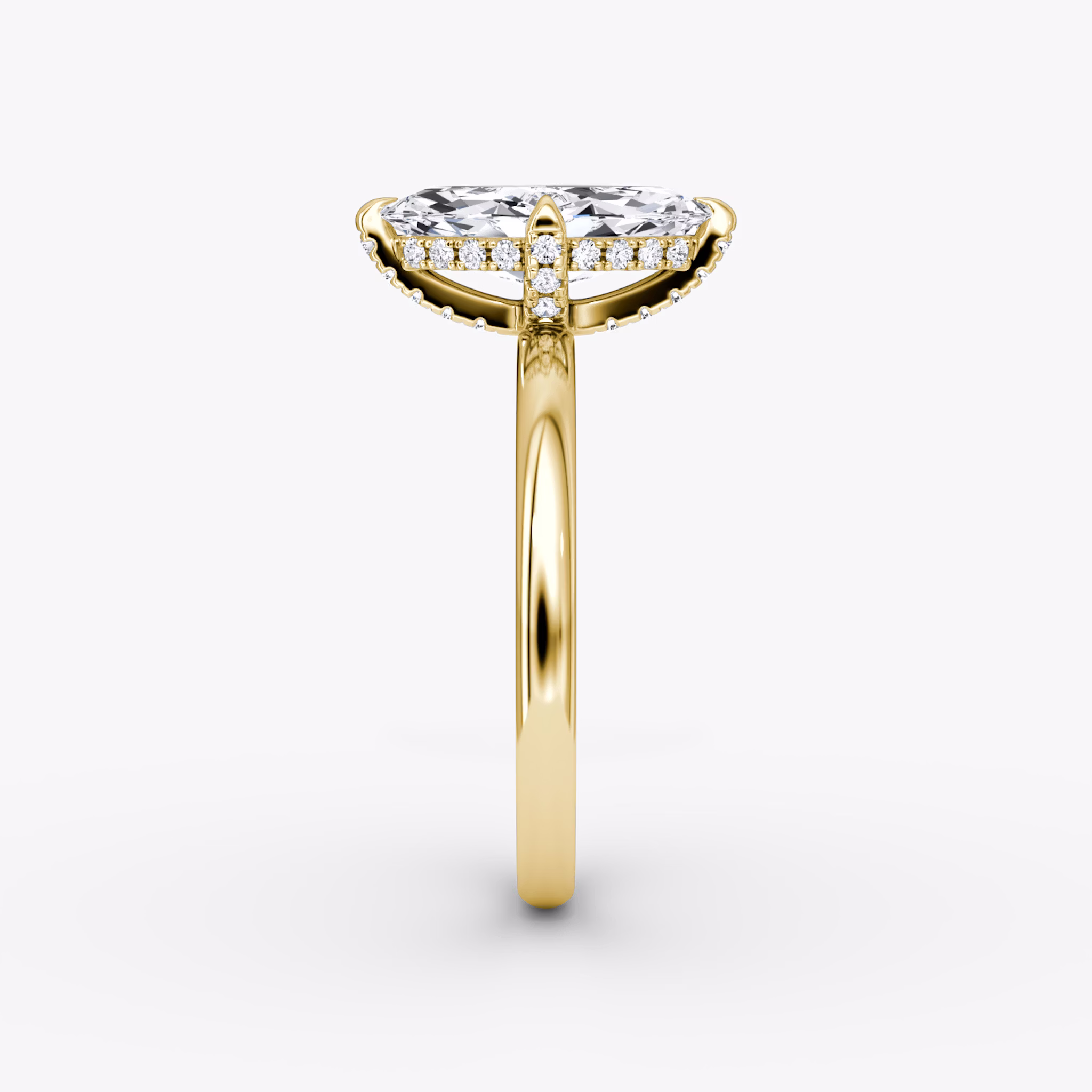 The Classic Hidden Halo | Marquise | 18k | Yellow Gold | bandAccent: Plain | bandWidth: large | prongStyle: Pavé | diamondOrientation: vertical | caratWeight: other