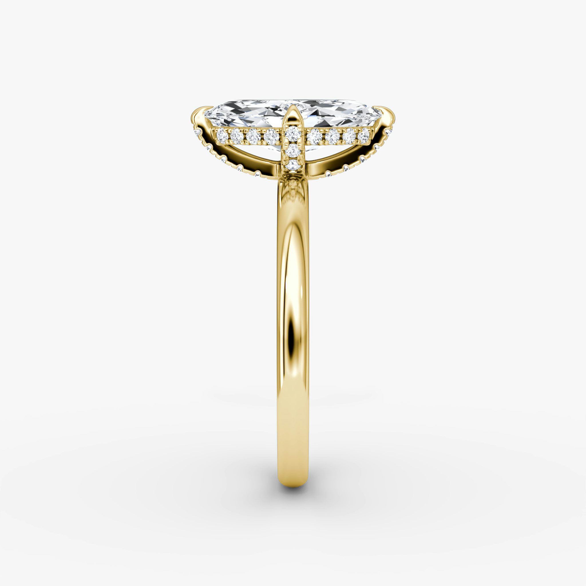 The Classic Hidden Halo | Marquise | 18k | Yellow Gold | bandAccent: Plain | bandWidth: large | prongStyle: Pavé | diamondOrientation: vertical | caratWeight: other