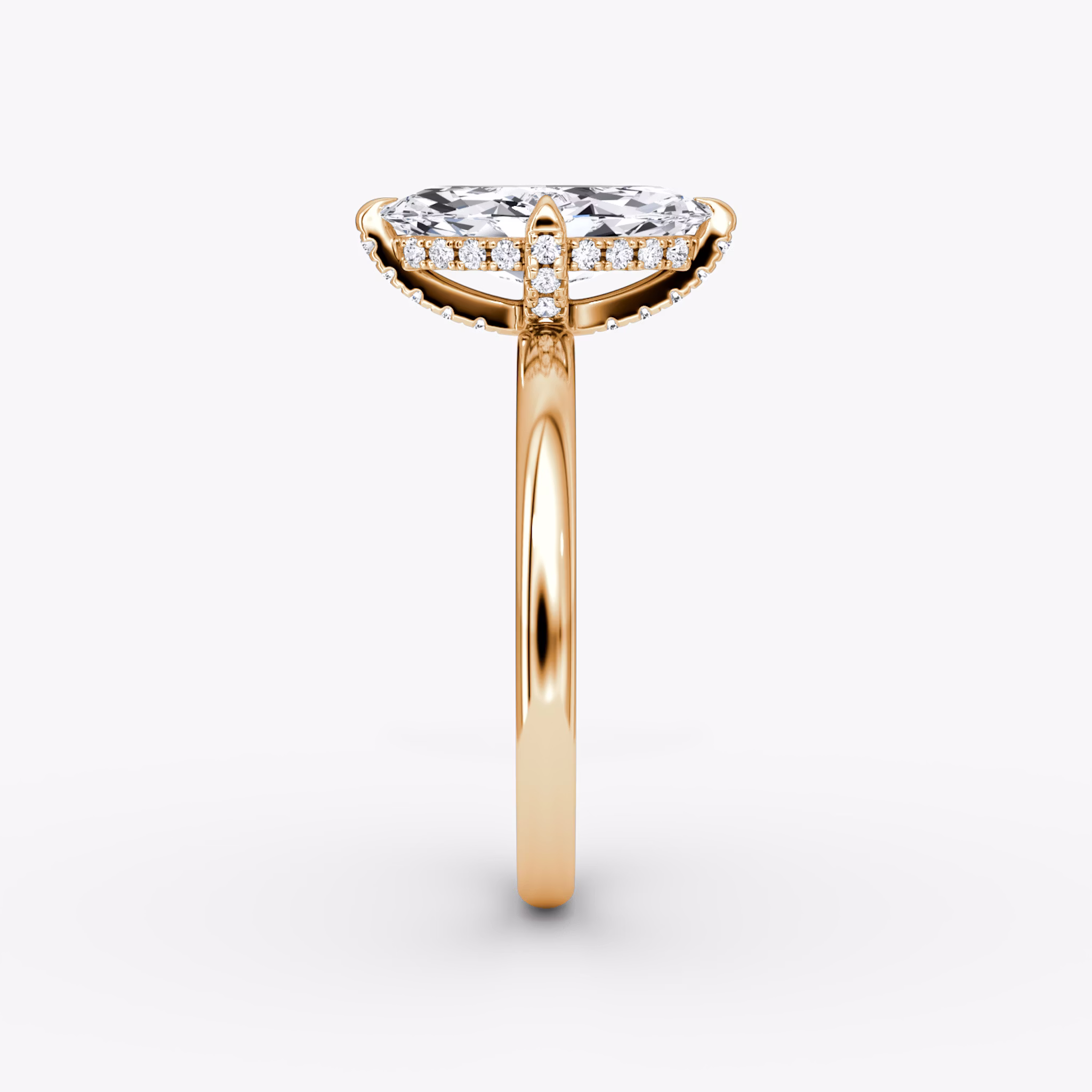 The Classic Hidden Halo | Marquise | 14k | Rose Gold | bandAccent: Plain | bandWidth: large | prongStyle: Pavé | diamondOrientation: vertical | caratWeight: other