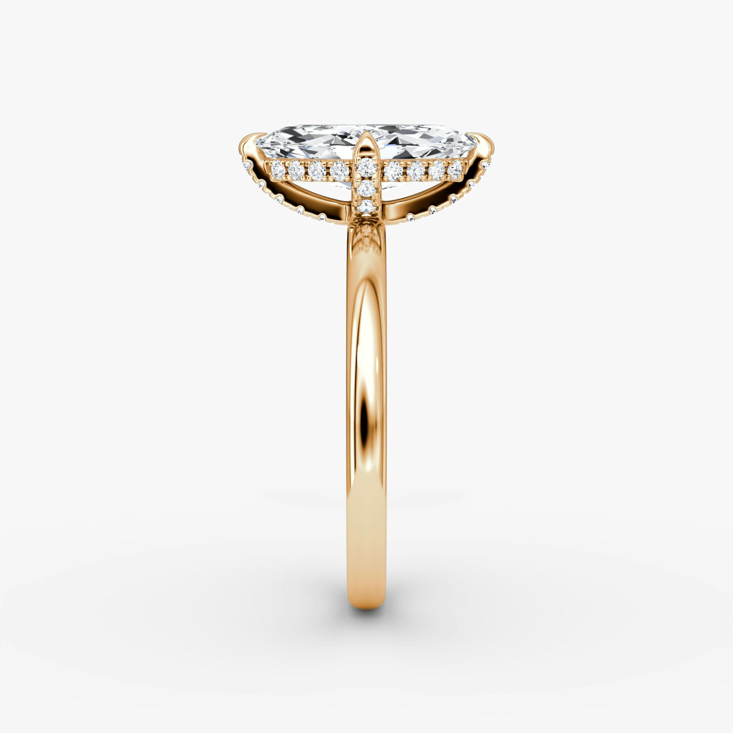 The Classic Hidden Halo | Marquise | 14k | Rose Gold | bandAccent: Plain | bandWidth: large | prongStyle: Pavé | diamondOrientation: vertical | caratWeight: other
