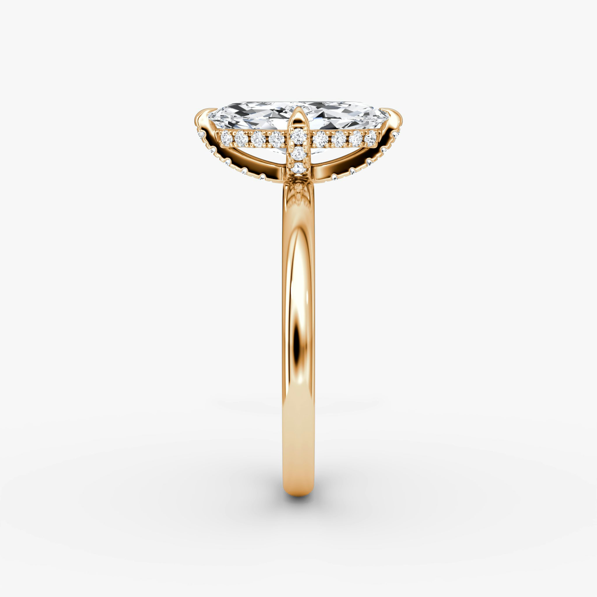 The Classic Hidden Halo | Marquise | 14k | Rose Gold | bandAccent: Plain | bandWidth: large | prongStyle: Pavé | diamondOrientation: vertical | caratWeight: other