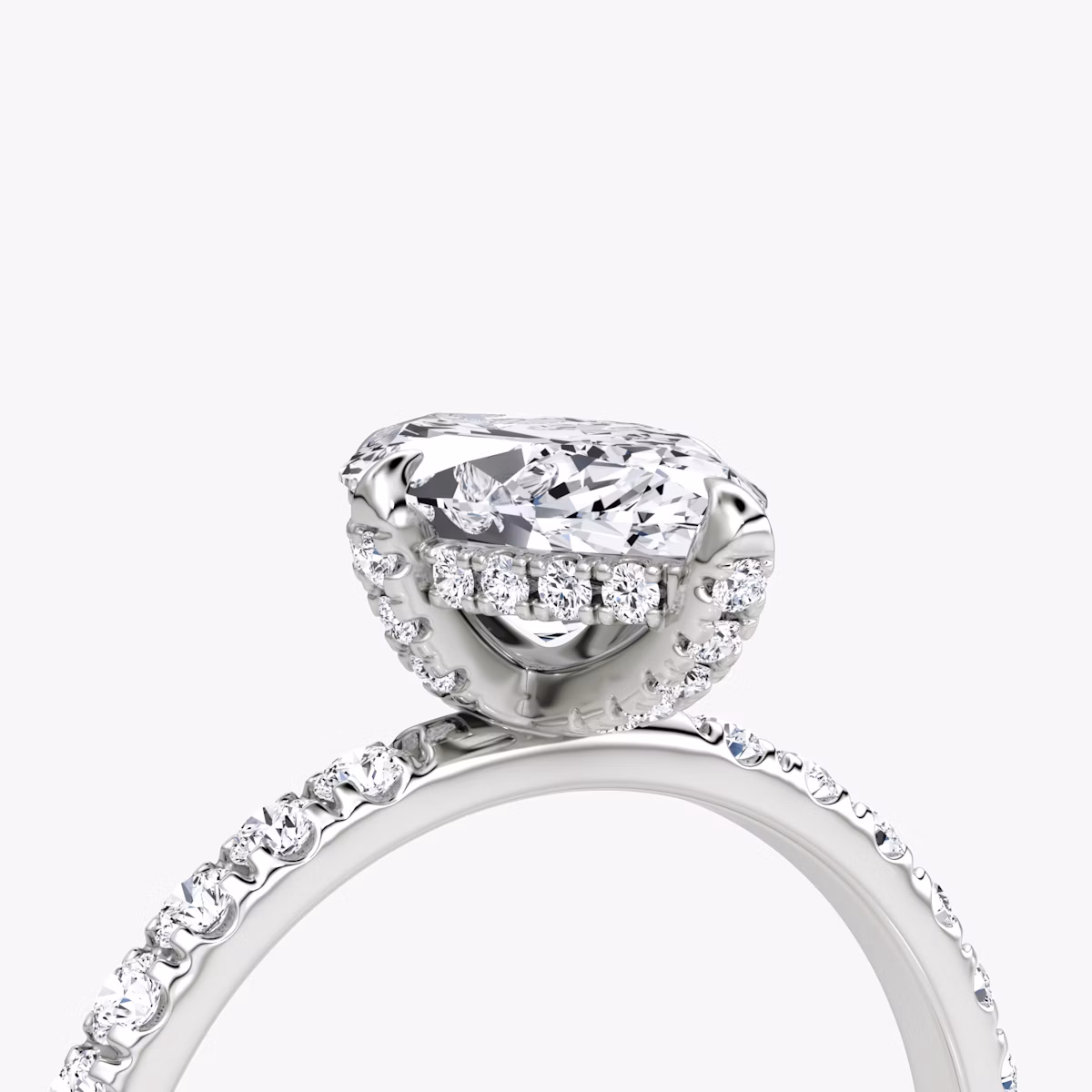 The Classic Hidden Halo | Marquise | Platinum | bandAccent: Pavé | bandWidth: large | prongStyle: Pavé | diamondOrientation: vertical | caratWeight: other