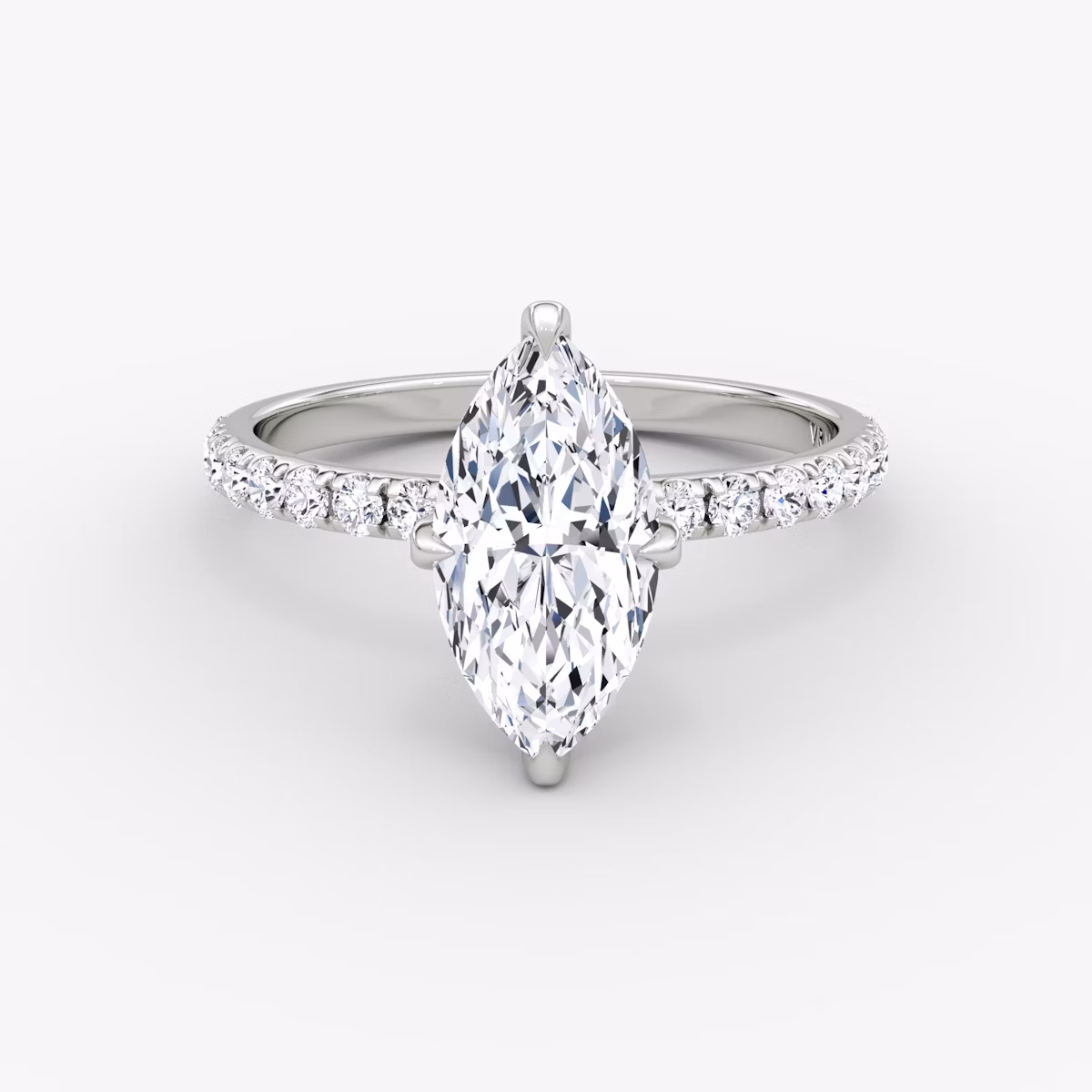 The Classic Hidden Halo | Marquise | Platinum | bandAccent: Pavé | bandWidth: large | prongStyle: Pavé | diamondOrientation: vertical | caratWeight: other