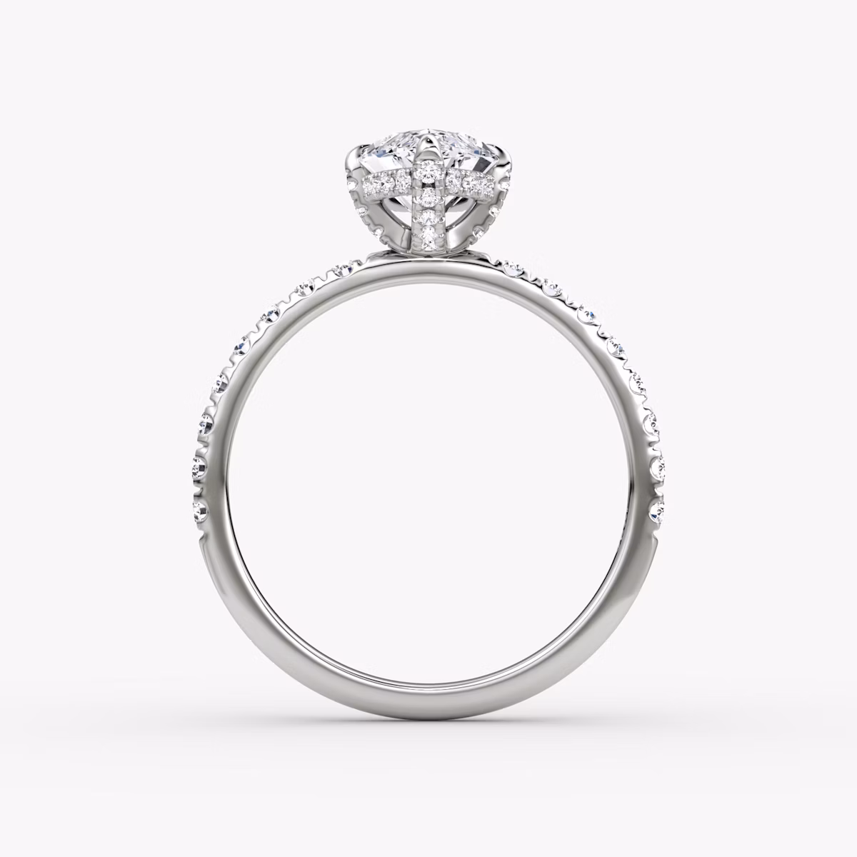 The Classic Hidden Halo | Marquise | Platinum | bandAccent: Pavé | bandWidth: large | prongStyle: Pavé | diamondOrientation: vertical | caratWeight: other