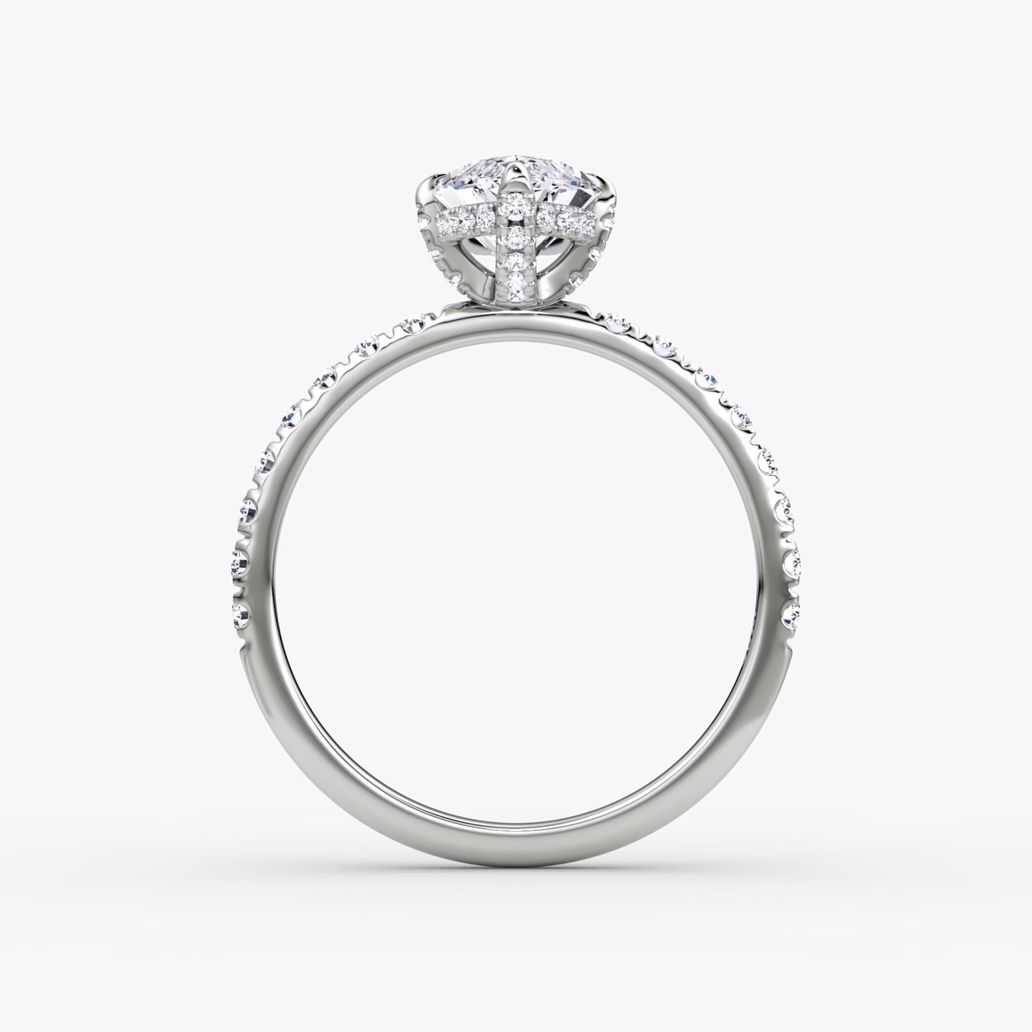 The Classic Hidden Halo | Marquise | 18k | White Gold | bandAccent: Pavé | bandWidth: large | prongStyle: Pavé | diamondOrientation: vertical | caratWeight: other