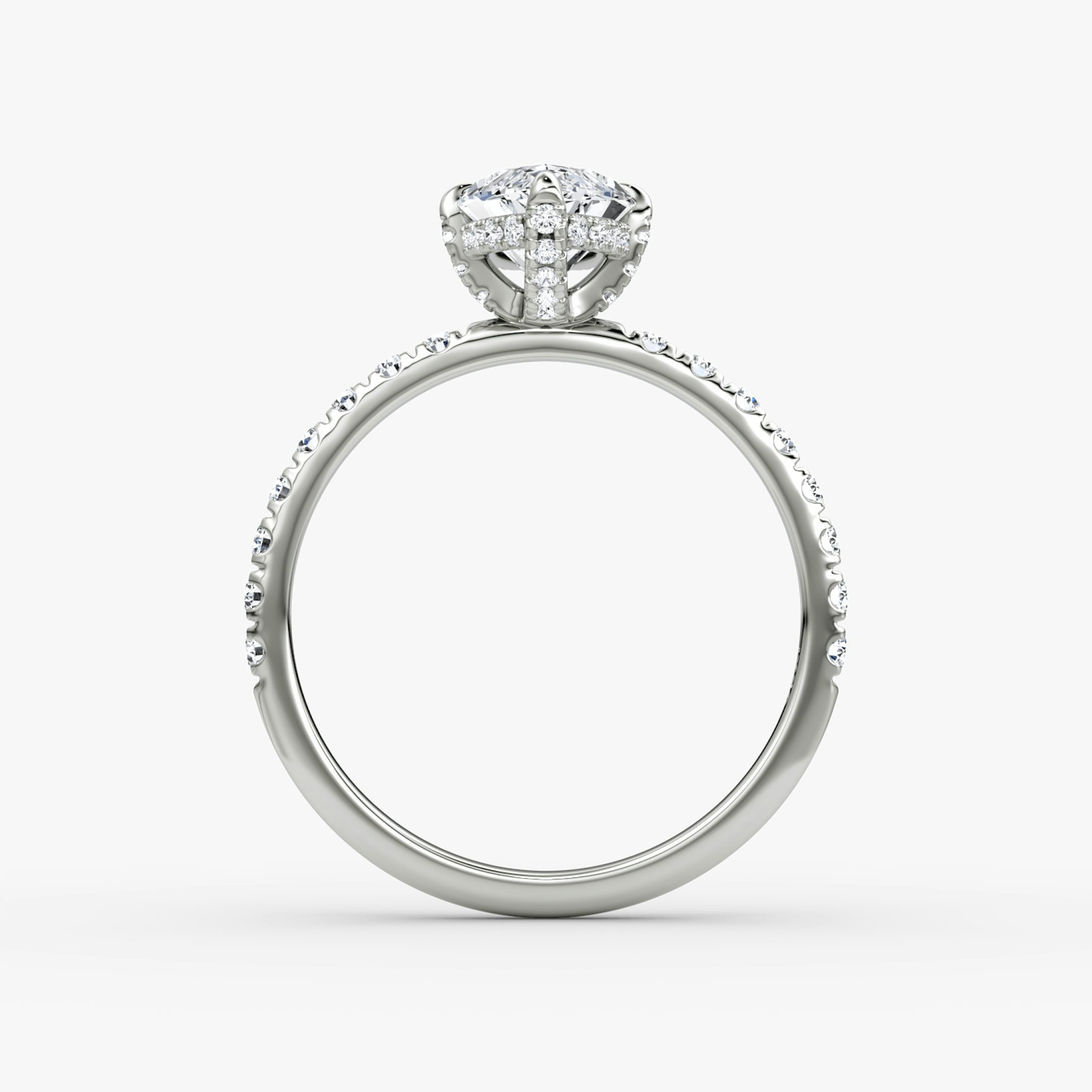 The Classic Hidden Halo | Marquise | 18k | White Gold | bandAccent: Pavé | bandWidth: large | prongStyle: Pavé | diamondOrientation: vertical | caratWeight: other