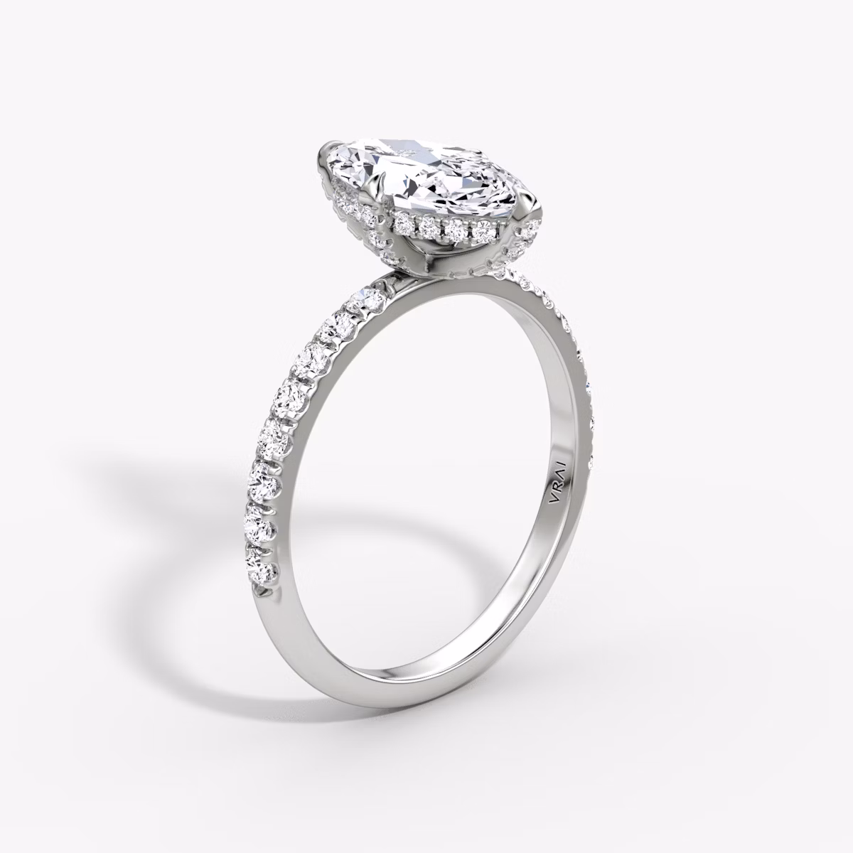 The Classic Hidden Halo | Marquise | Platinum | bandAccent: Pavé | bandWidth: large | prongStyle: Pavé | diamondOrientation: vertical | caratWeight: other