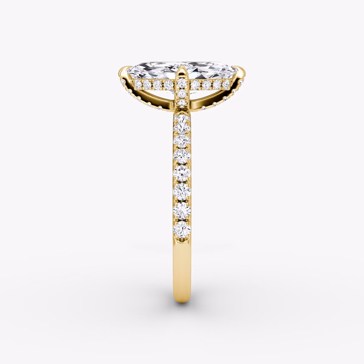The Classic Hidden Halo | Marquise | 18k | Yellow Gold | bandAccent: Pavé | bandWidth: large | prongStyle: Pavé | diamondOrientation: vertical | caratWeight: other