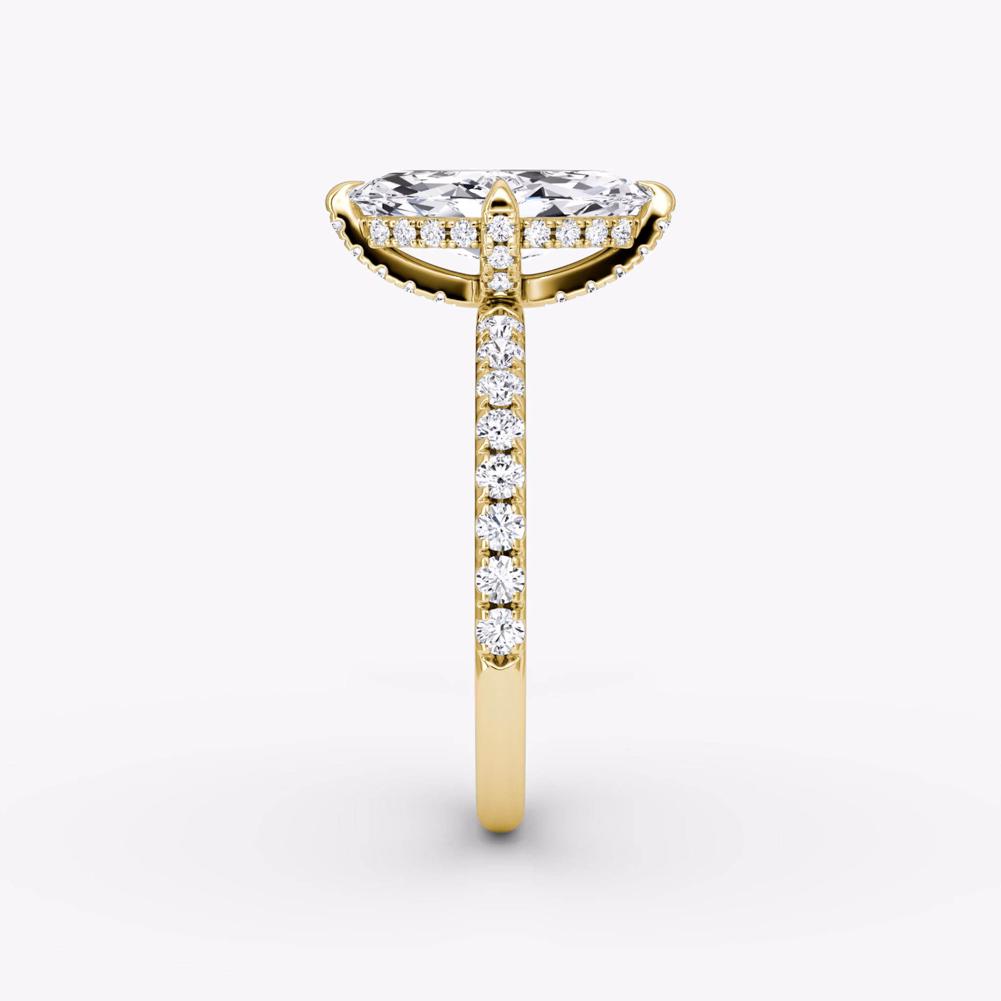 The Classic Hidden Halo | Marquise | 18k | Yellow Gold | bandAccent: Pavé | bandWidth: large | prongStyle: Pavé | diamondOrientation: vertical | caratWeight: other