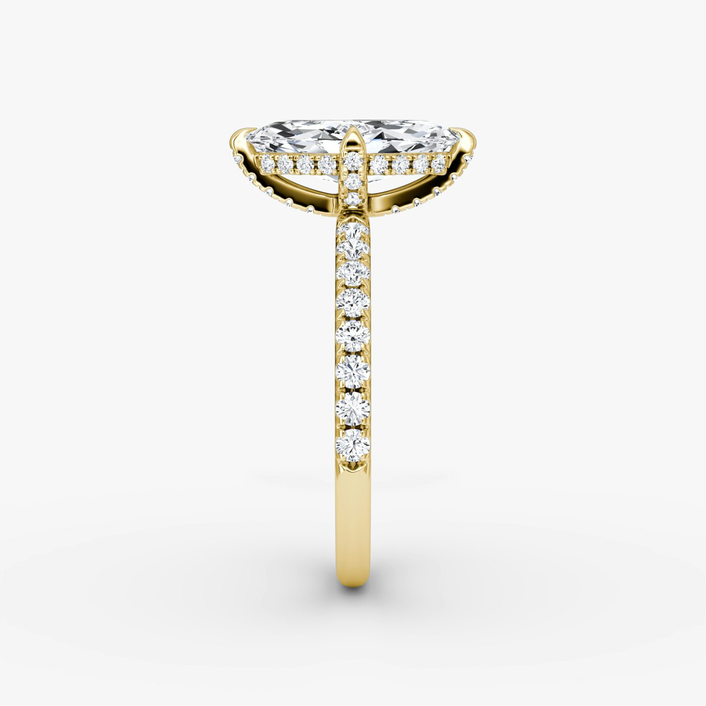 The Classic Hidden Halo | Marquise | 18k | Yellow Gold | bandAccent: Pavé | bandWidth: large | prongStyle: Pavé | diamondOrientation: vertical | caratWeight: other