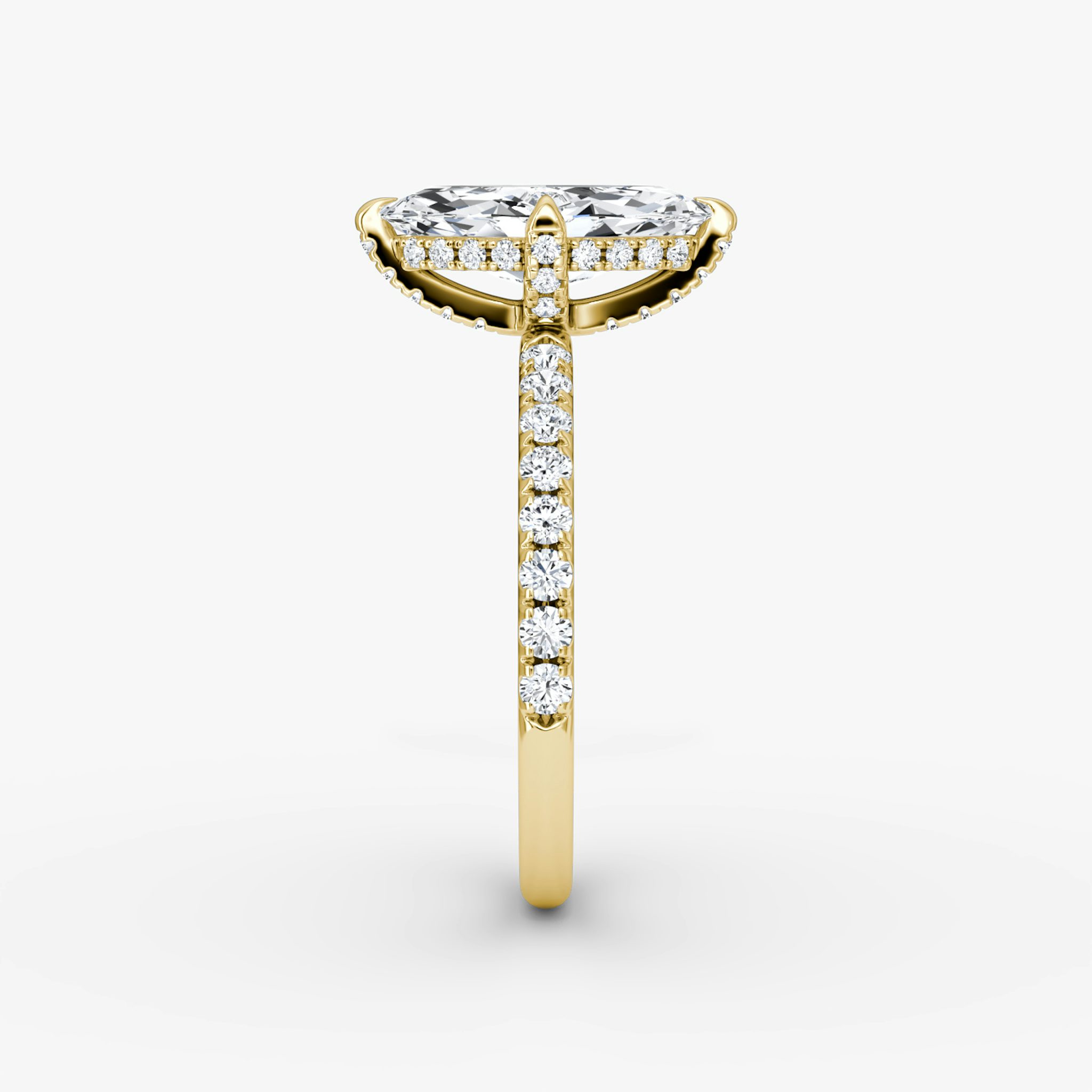 The Classic Hidden Halo | Marquise | 18k | Yellow Gold | bandAccent: Pavé | bandWidth: large | prongStyle: Pavé | diamondOrientation: vertical | caratWeight: other