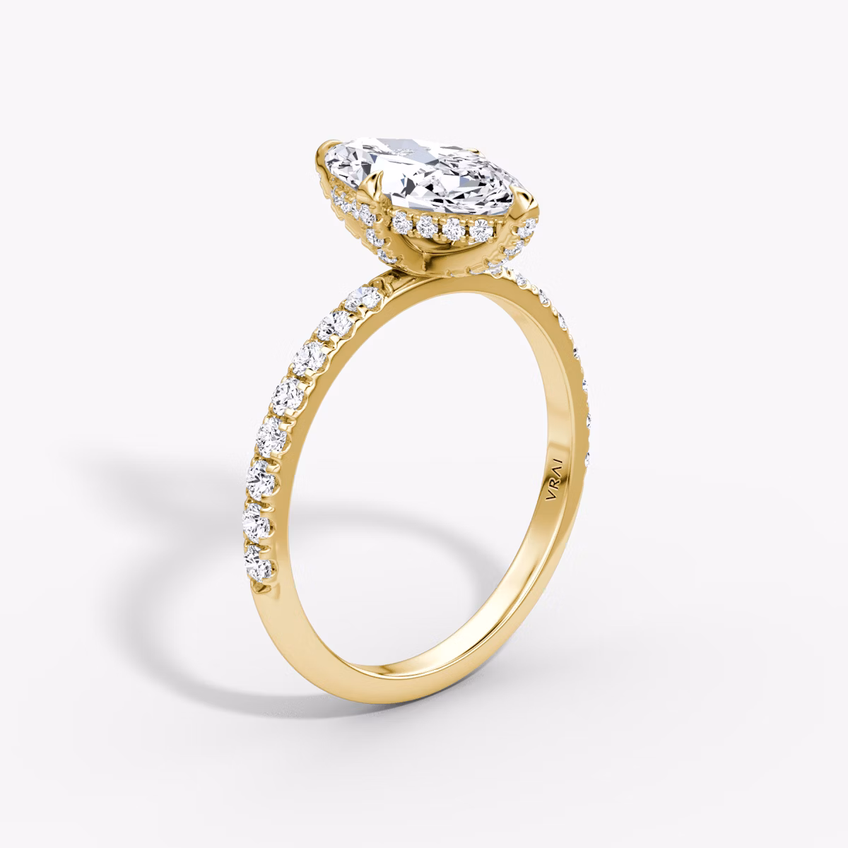 The Classic Hidden Halo | Marquise | 18k | Yellow Gold | bandAccent: Pavé | bandWidth: large | prongStyle: Pavé | diamondOrientation: vertical | caratWeight: other