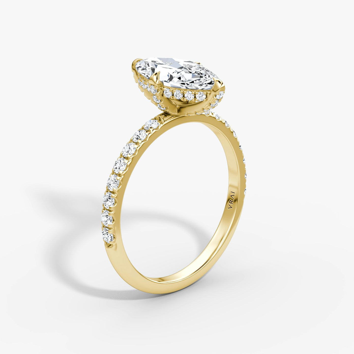 The Classic Hidden Halo | Marquise | 18k | Yellow Gold | bandAccent: Pavé | bandWidth: large | prongStyle: Pavé | diamondOrientation: vertical | caratWeight: other
