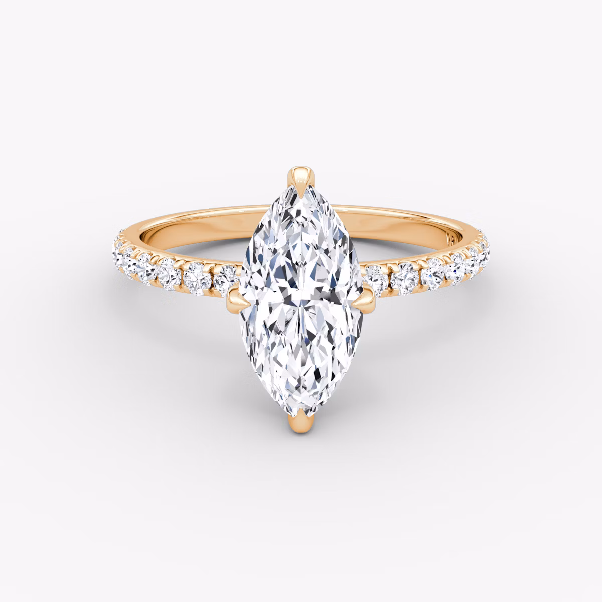 The Classic Hidden Halo | Marquise | 14k | Rose Gold | bandAccent: Pavé | bandWidth: large | prongStyle: Pavé | diamondOrientation: vertical | caratWeight: other