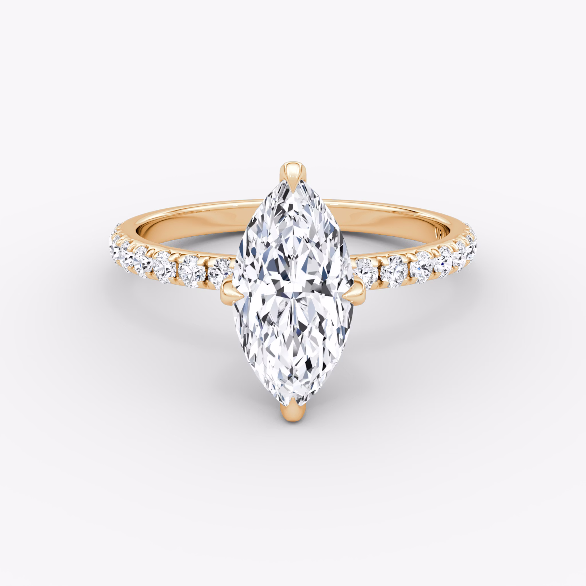 The Classic Hidden Halo | Marquise | 14k | Rose Gold | bandAccent: Pavé | bandWidth: large | prongStyle: Pavé | diamondOrientation: vertical | caratWeight: other