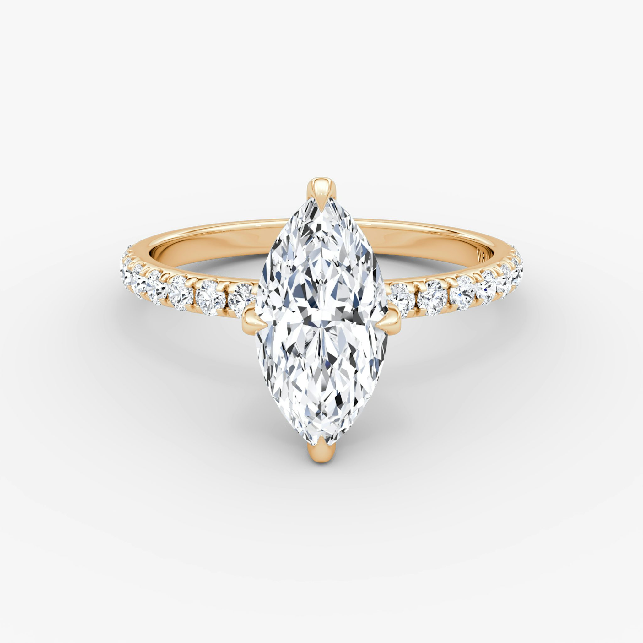 The Classic Hidden Halo | Marquise | 14k | Rose Gold | bandAccent: Pavé | bandWidth: large | prongStyle: Pavé | diamondOrientation: vertical | caratWeight: other