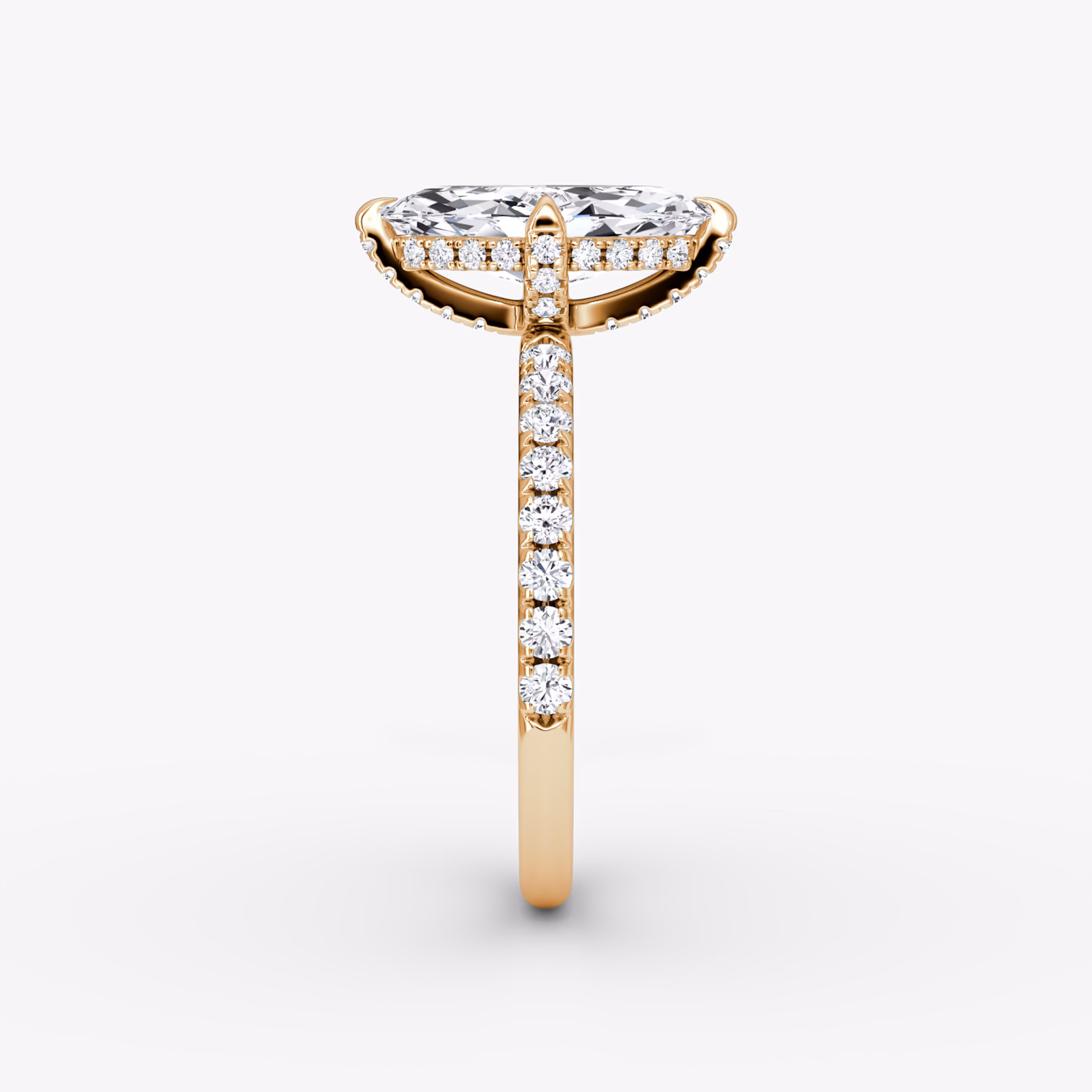 The Classic Hidden Halo | Marquise | 14k | Rose Gold | bandAccent: Pavé | bandWidth: large | prongStyle: Pavé | diamondOrientation: vertical | caratWeight: other
