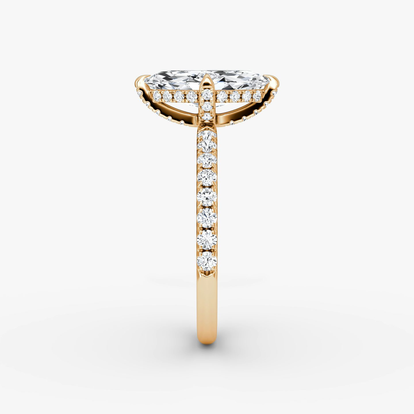 The Classic Hidden Halo | Marquise | 14k | Rose Gold | bandAccent: Pavé | bandWidth: large | prongStyle: Pavé | diamondOrientation: vertical | caratWeight: other