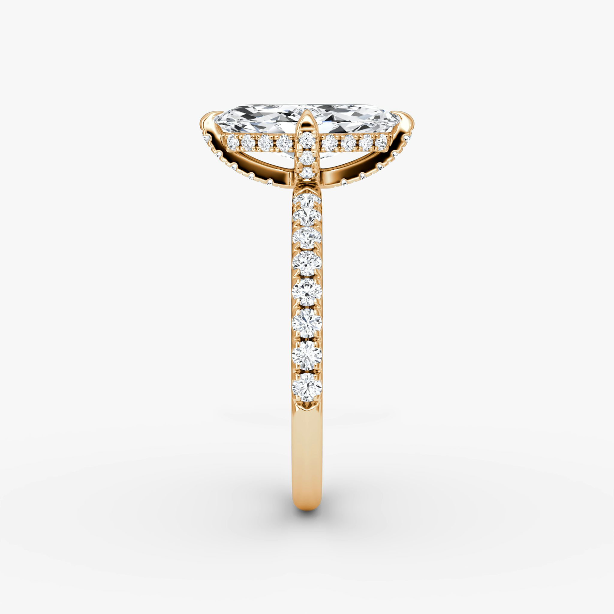 The Classic Hidden Halo | Marquise | 14k | Rose Gold | bandAccent: Pavé | bandWidth: large | prongStyle: Pavé | diamondOrientation: vertical | caratWeight: other