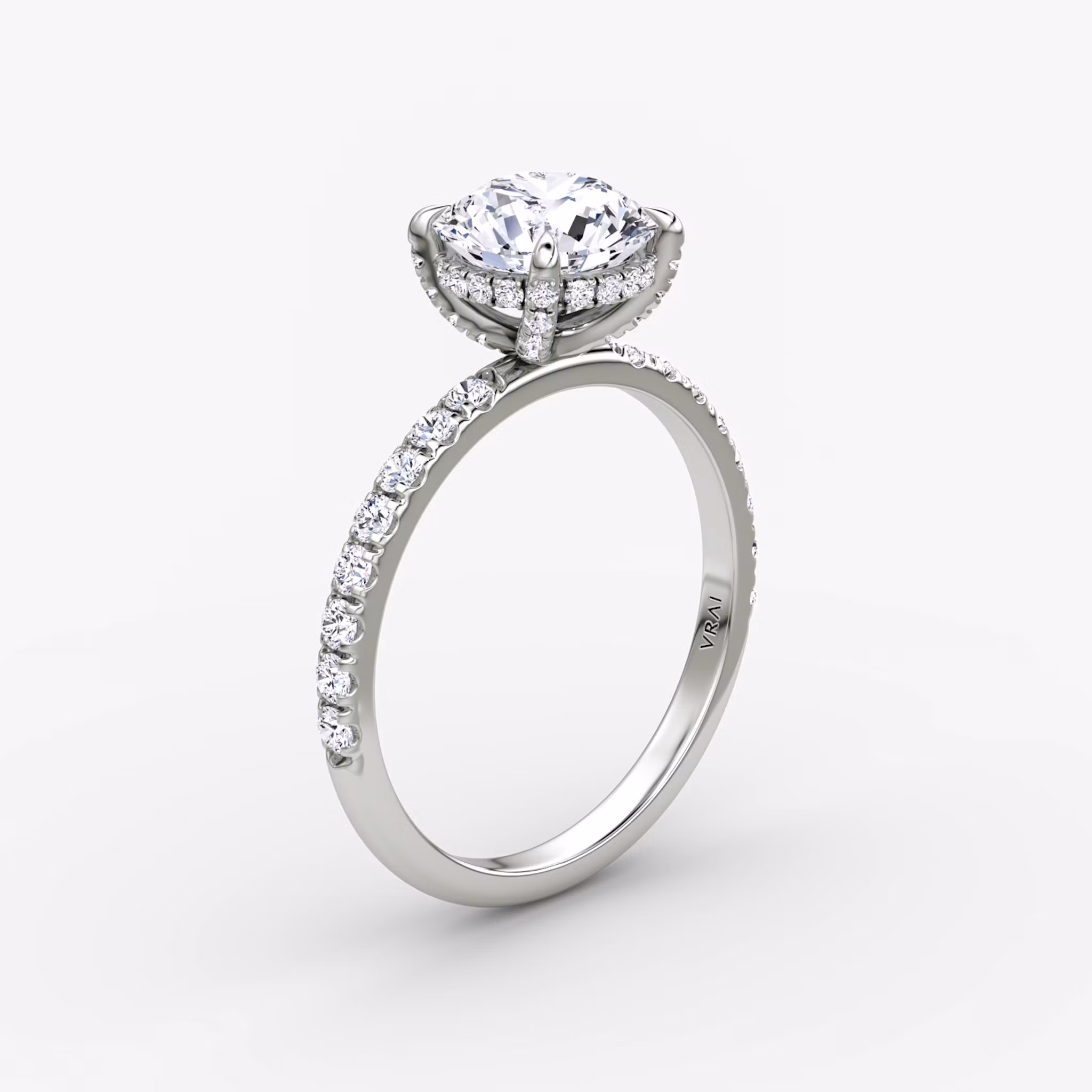Classic Hidden Halo Round Brilliant | White Gold