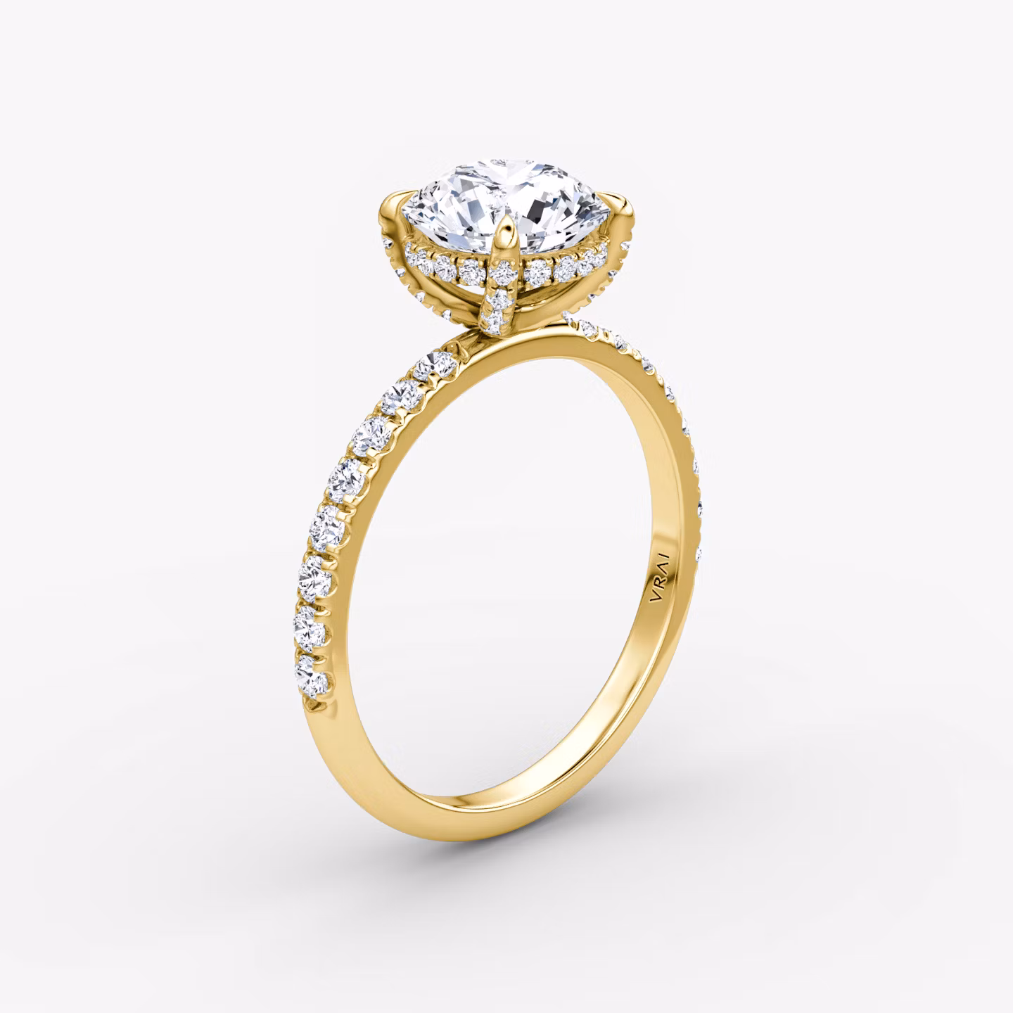 The Classic Hidden Halo Round Brilliant | Yellow Gold
