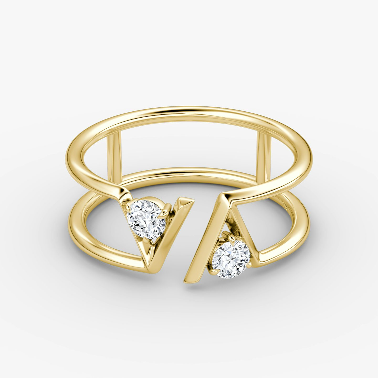 VRAI V Double Row Band | Round Brilliant | 14k | Yellow Gold | bandAccent: Plain | diamondSize: petite