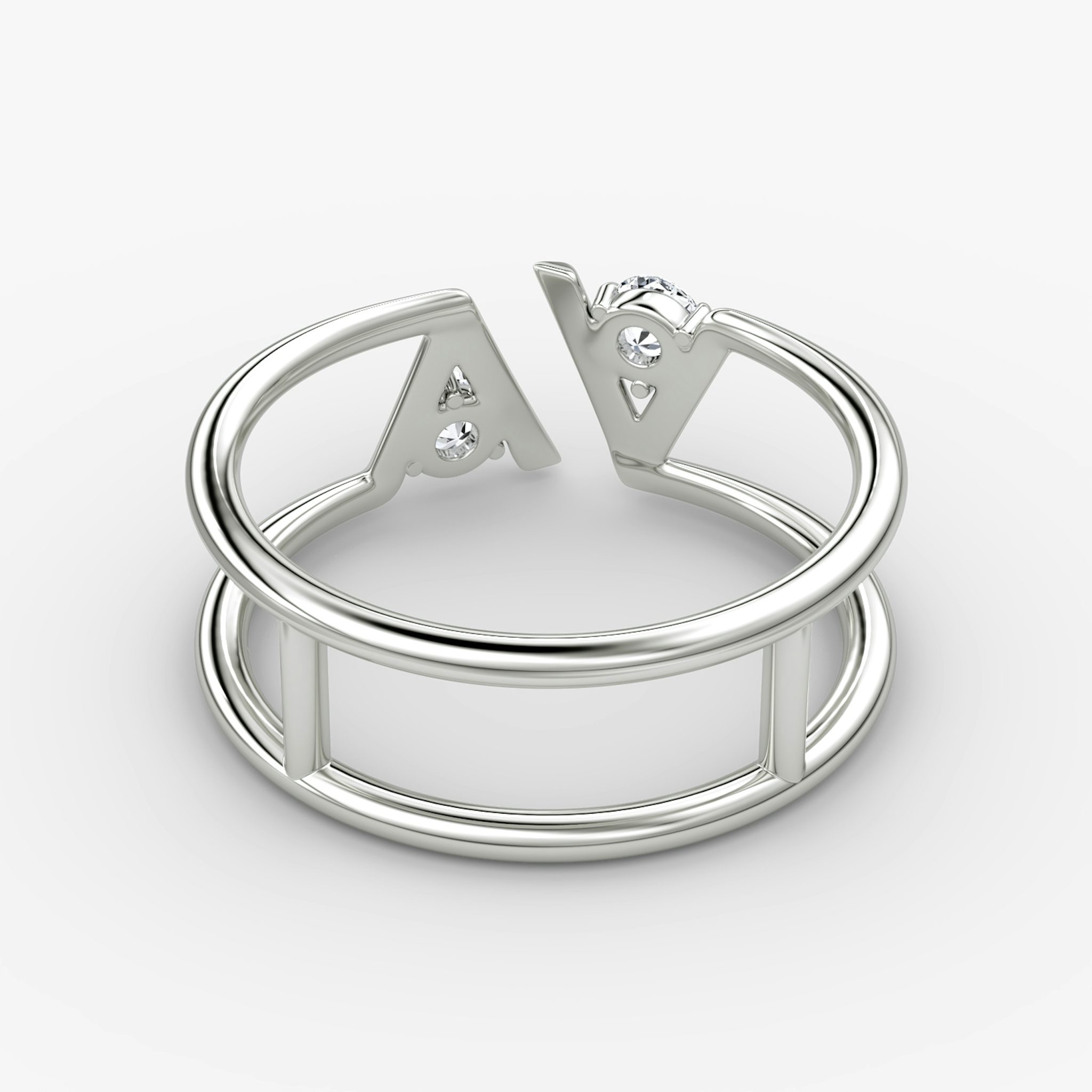 VRAI V Double Row Band | Round Brilliant | 14k | White Gold | bandAccent: Plain | diamondSize: petite