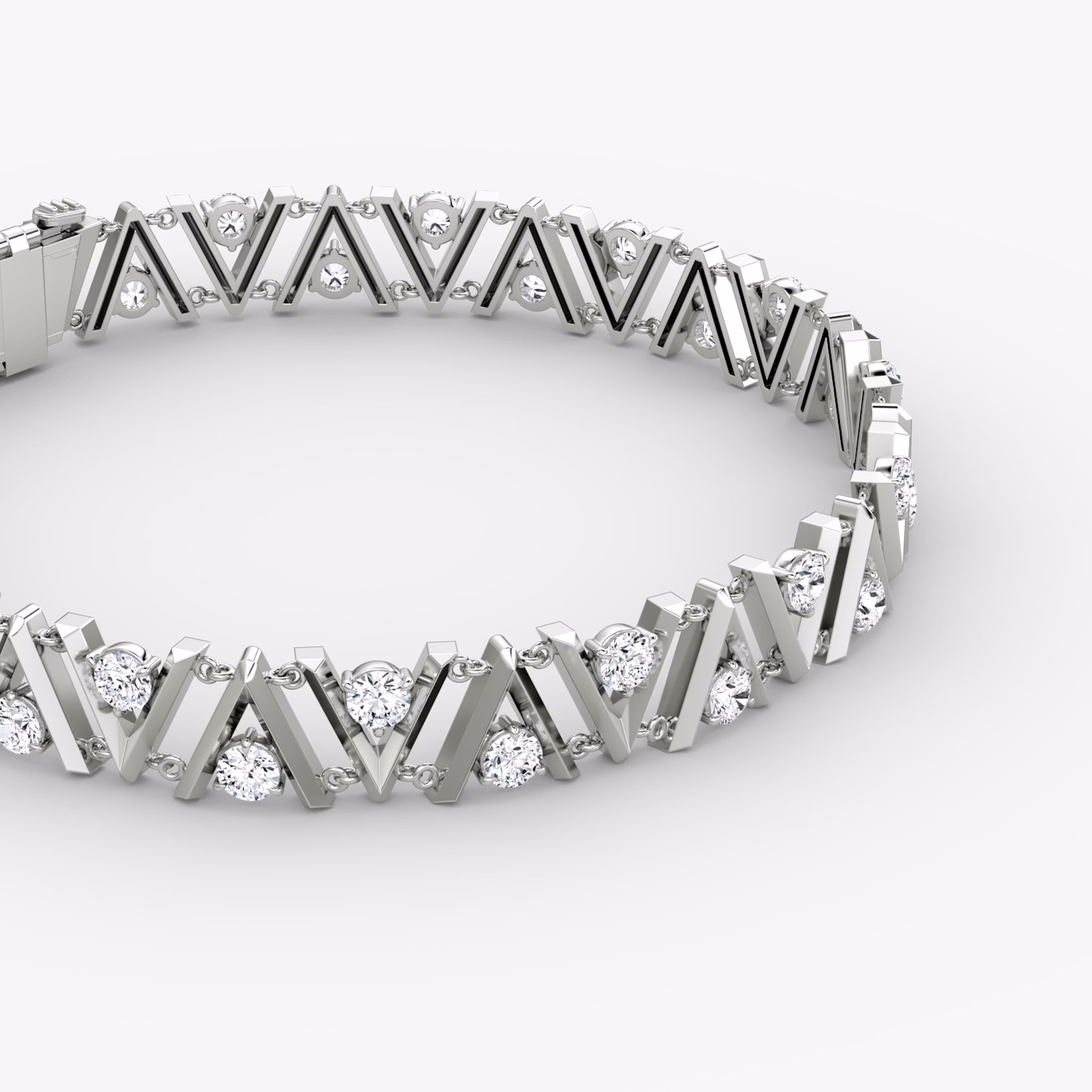 VRAI V Tennis Bracelet | Round Brilliant | 14k | White Gold | diamondSize: petite | chainLength: 7