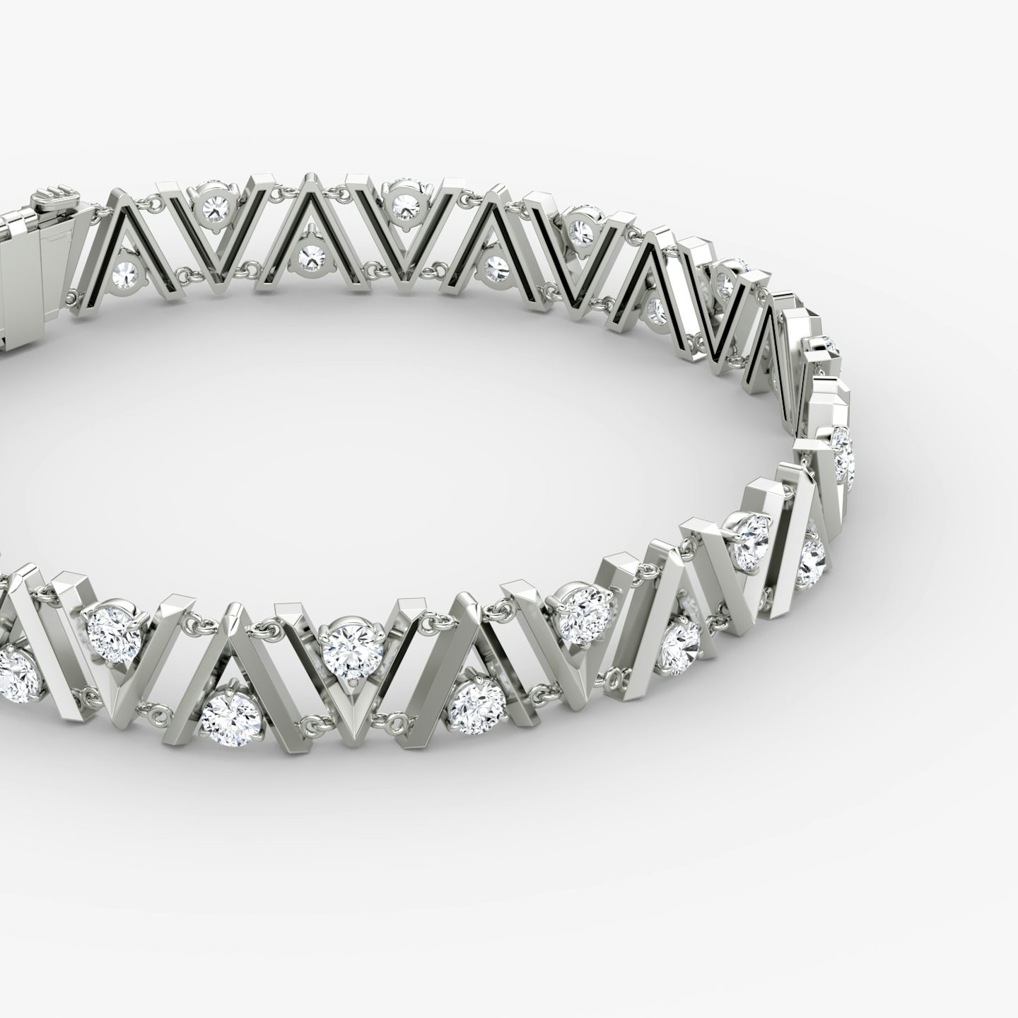 VRAI V Tennis Bracelet | Round Brilliant | 14k | White Gold | diamondSize: petite | chainLength: 7