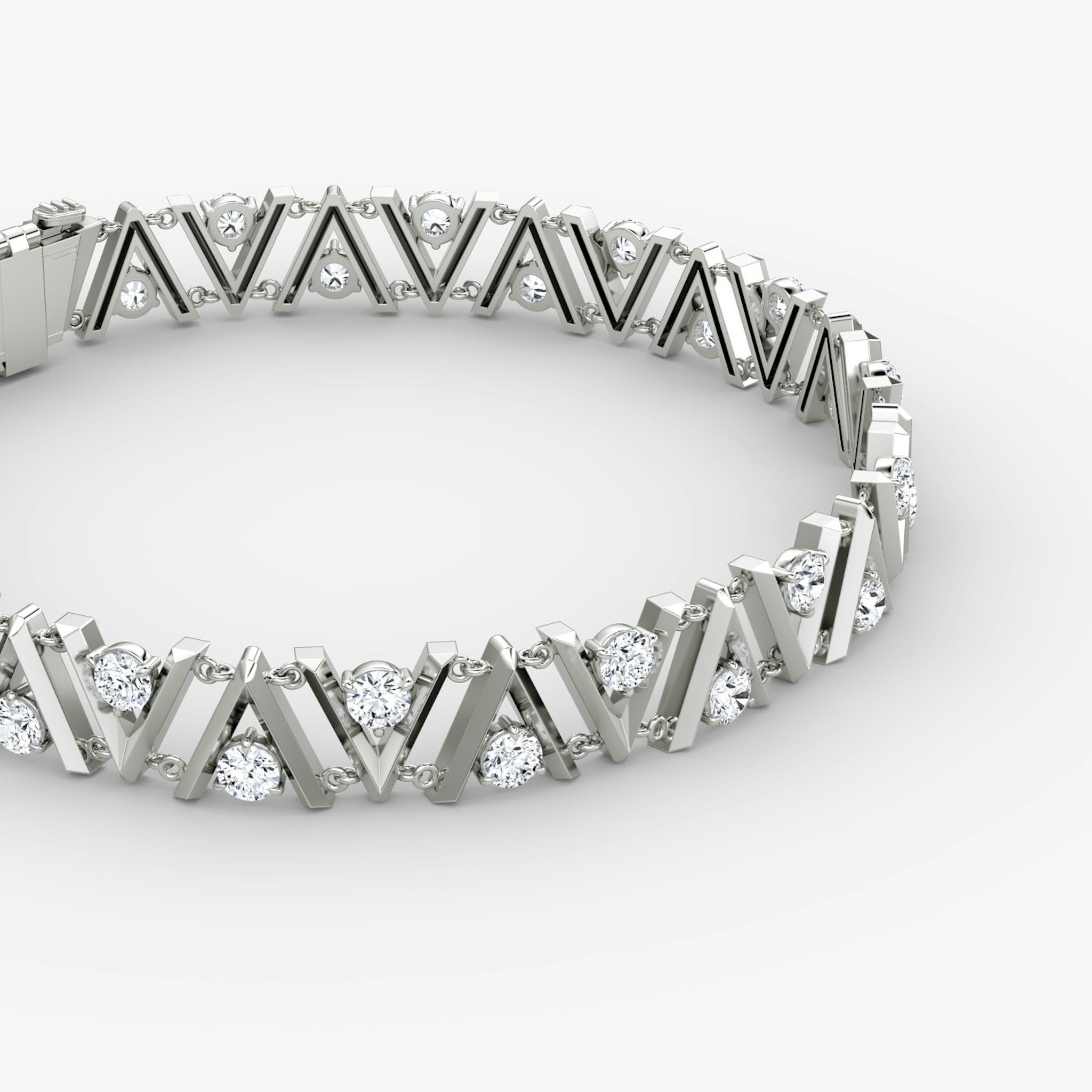 VRAI V Tennis Bracelet | Round Brilliant | 14k | White Gold | diamondSize: petite | chainLength: 7