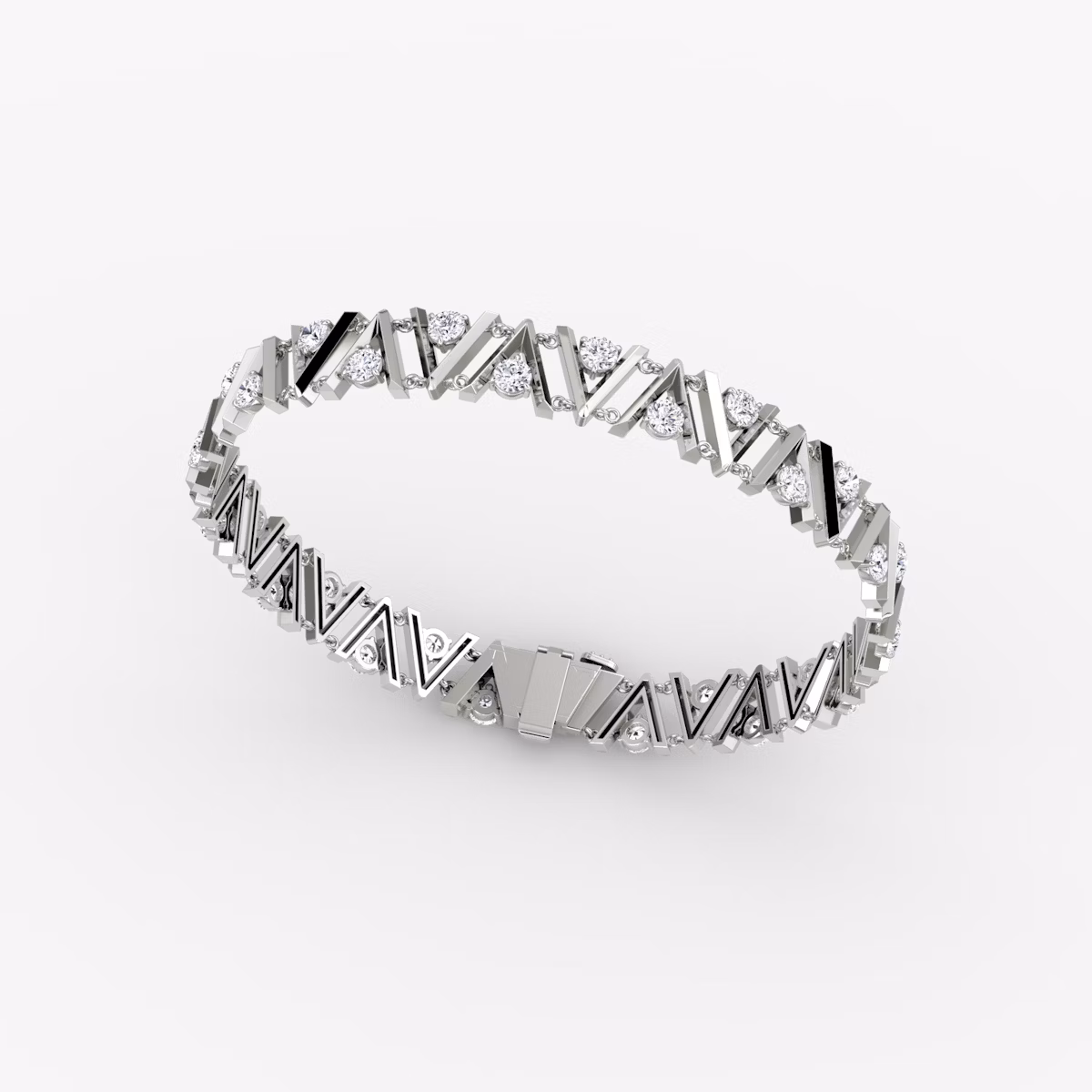 VRAI V Tennis Bracelet | Round Brilliant | 14k | White Gold | diamondSize: petite | chainLength: 7