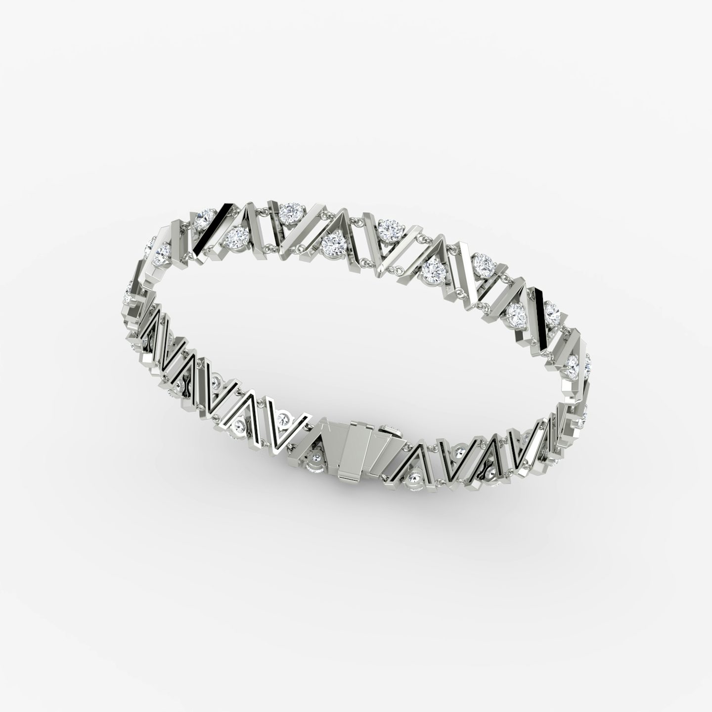 VRAI V Tennis Bracelet | Round Brilliant | 14k | White Gold | diamondSize: petite | chainLength: 7