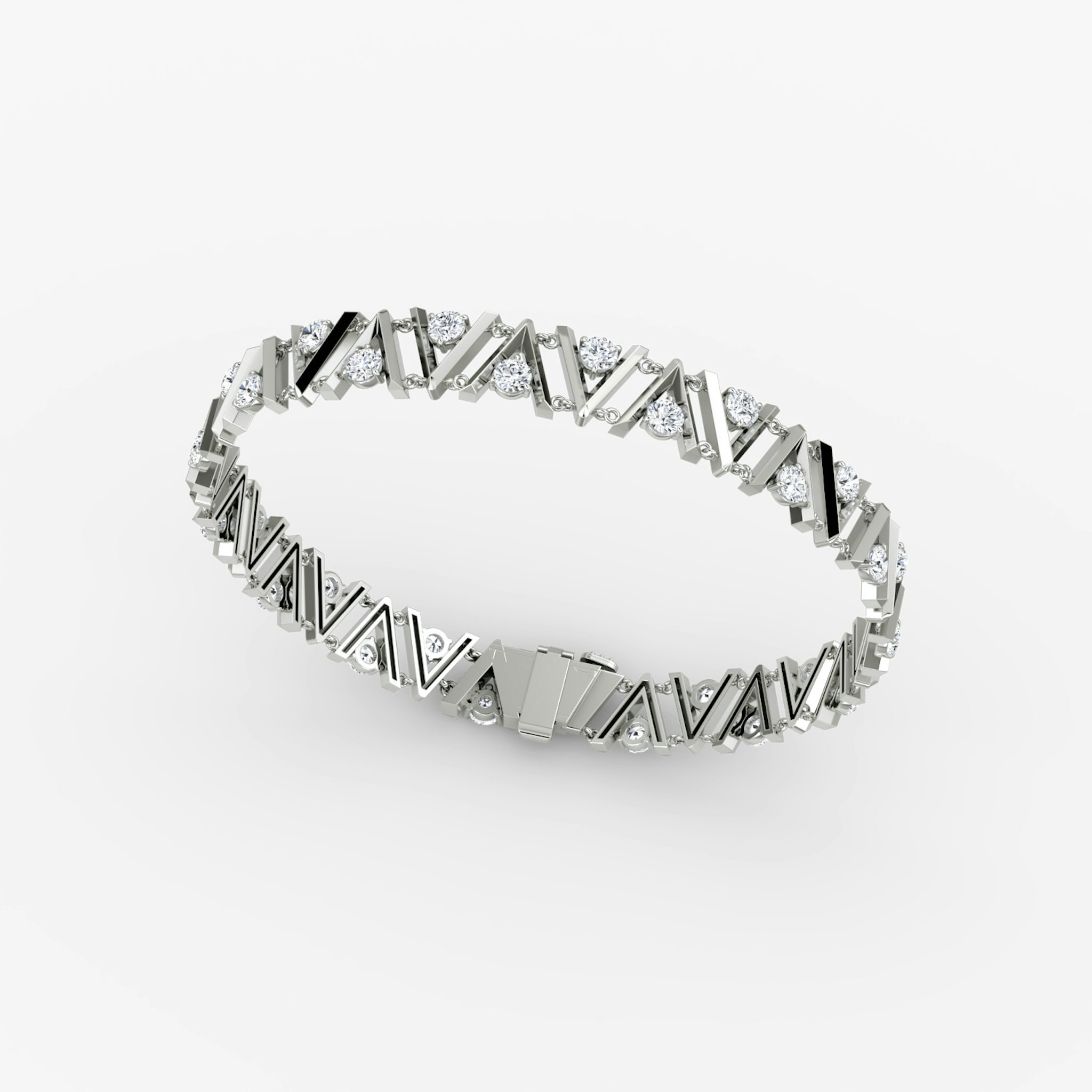 VRAI V Tennis Bracelet | Round Brilliant | 14k | White Gold | diamondSize: petite | chainLength: 7