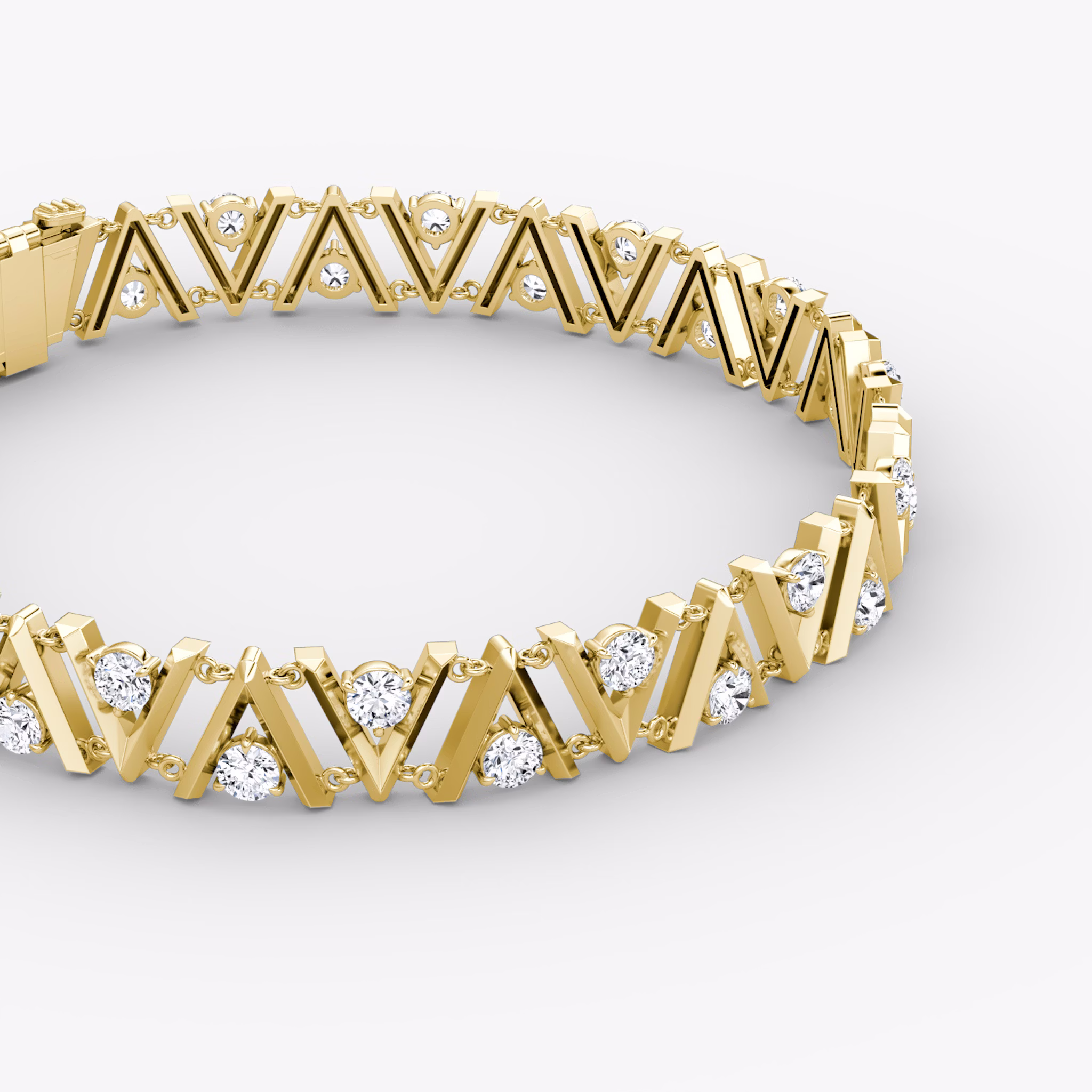 VRAI V Tennis Bracelet | Round Brilliant | 14k | Yellow Gold | diamondSize: petite | chainLength: 7