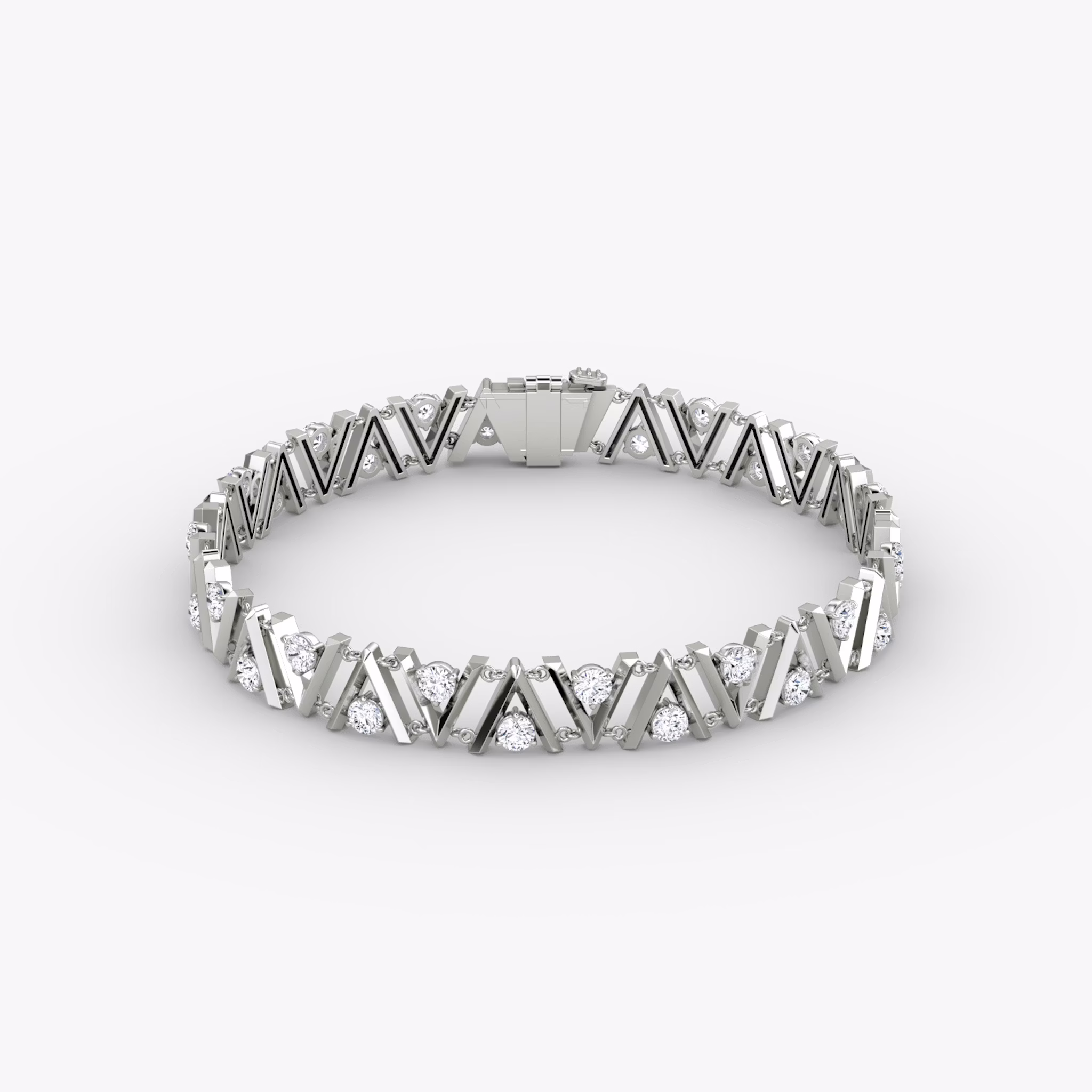 VRAI V Tennis Bracelet | Round Brilliant | 14k | White Gold | diamondSize: petite | chainLength: 7