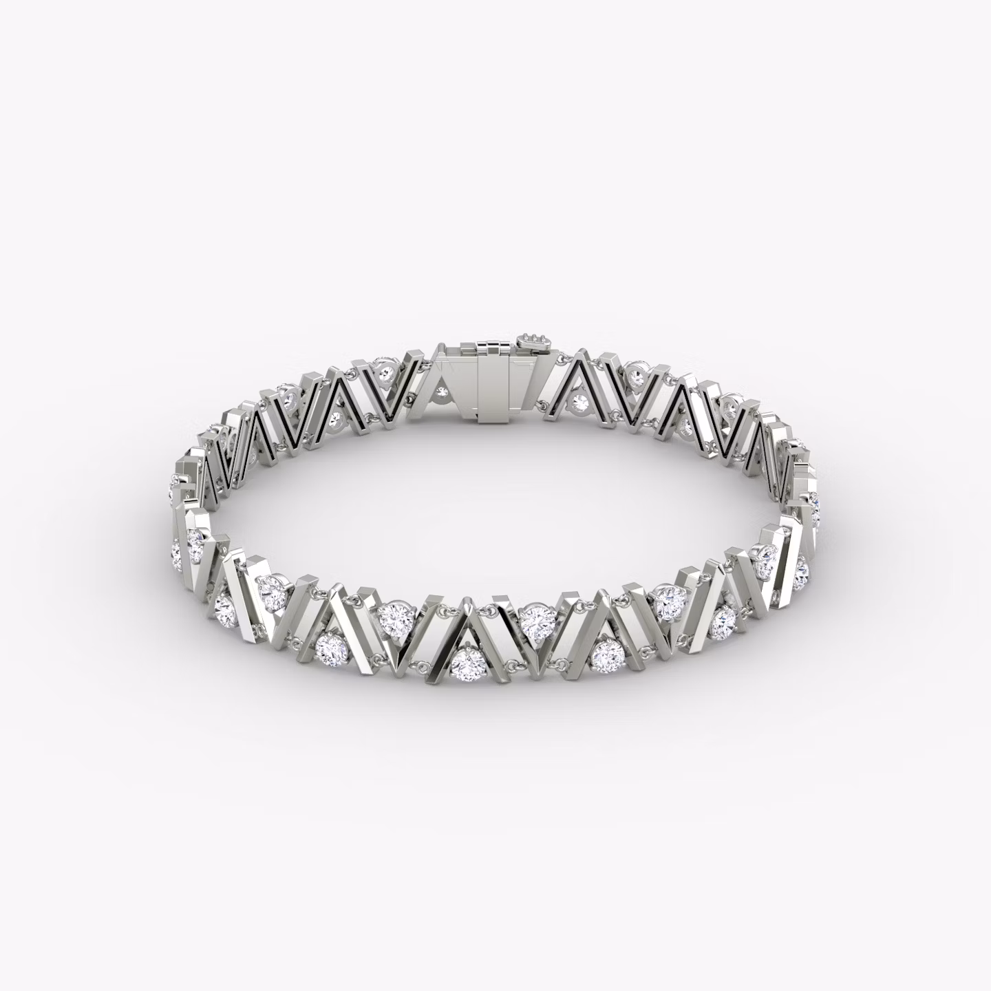 VRAI V Tennis Bracelet Round Brilliant | White Gold