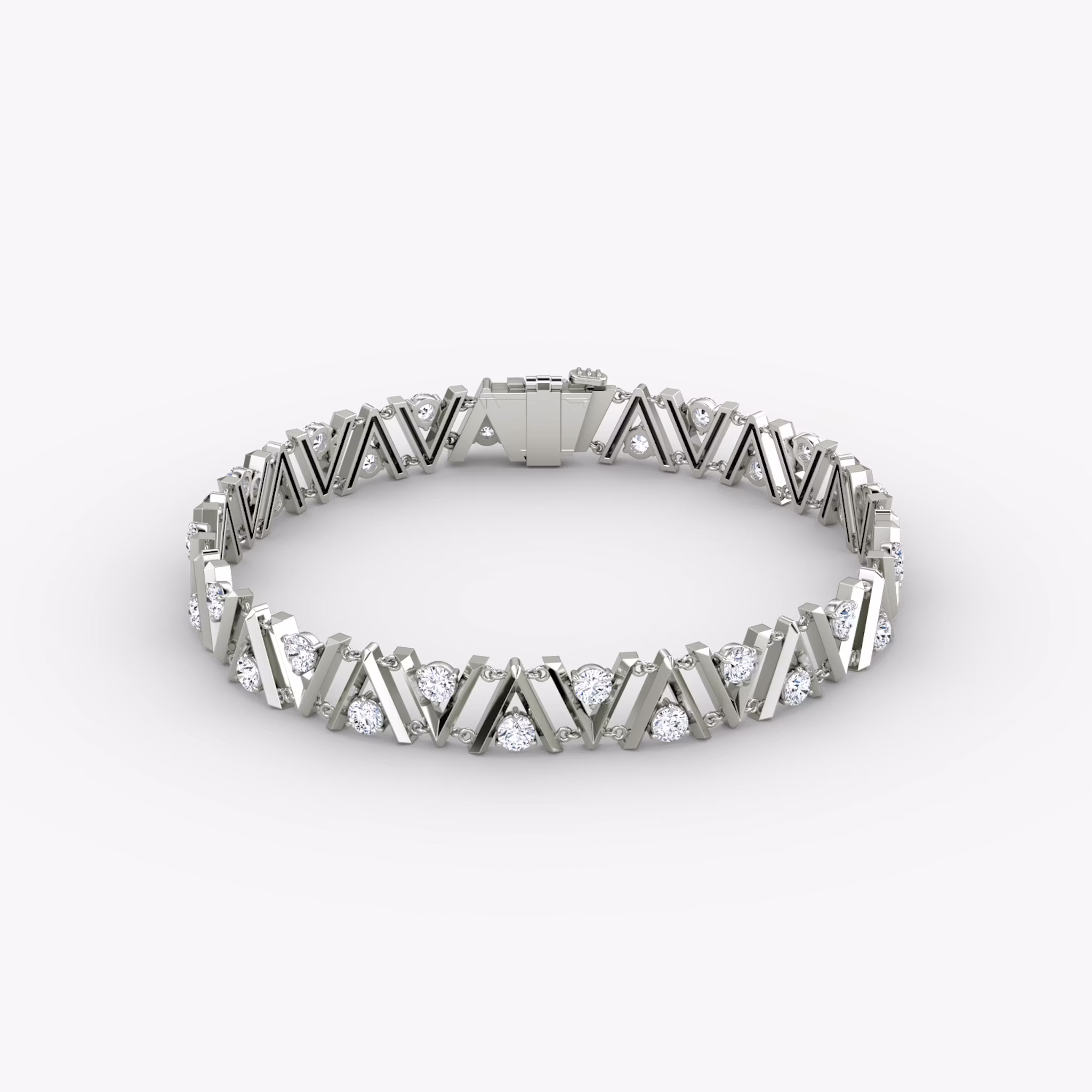 VRAI V Tennis Bracelet Round Brilliant | White Gold