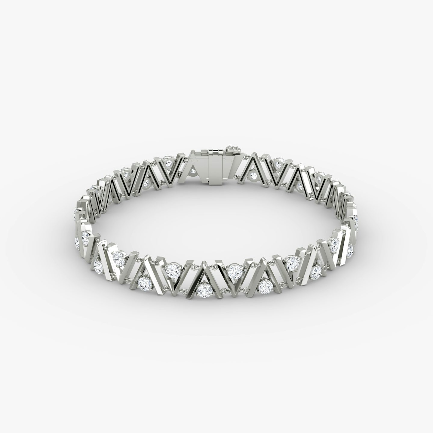 VRAI V Tennis Bracelet | Round Brilliant | 14k | White Gold | diamondSize: petite | chainLength: 7
