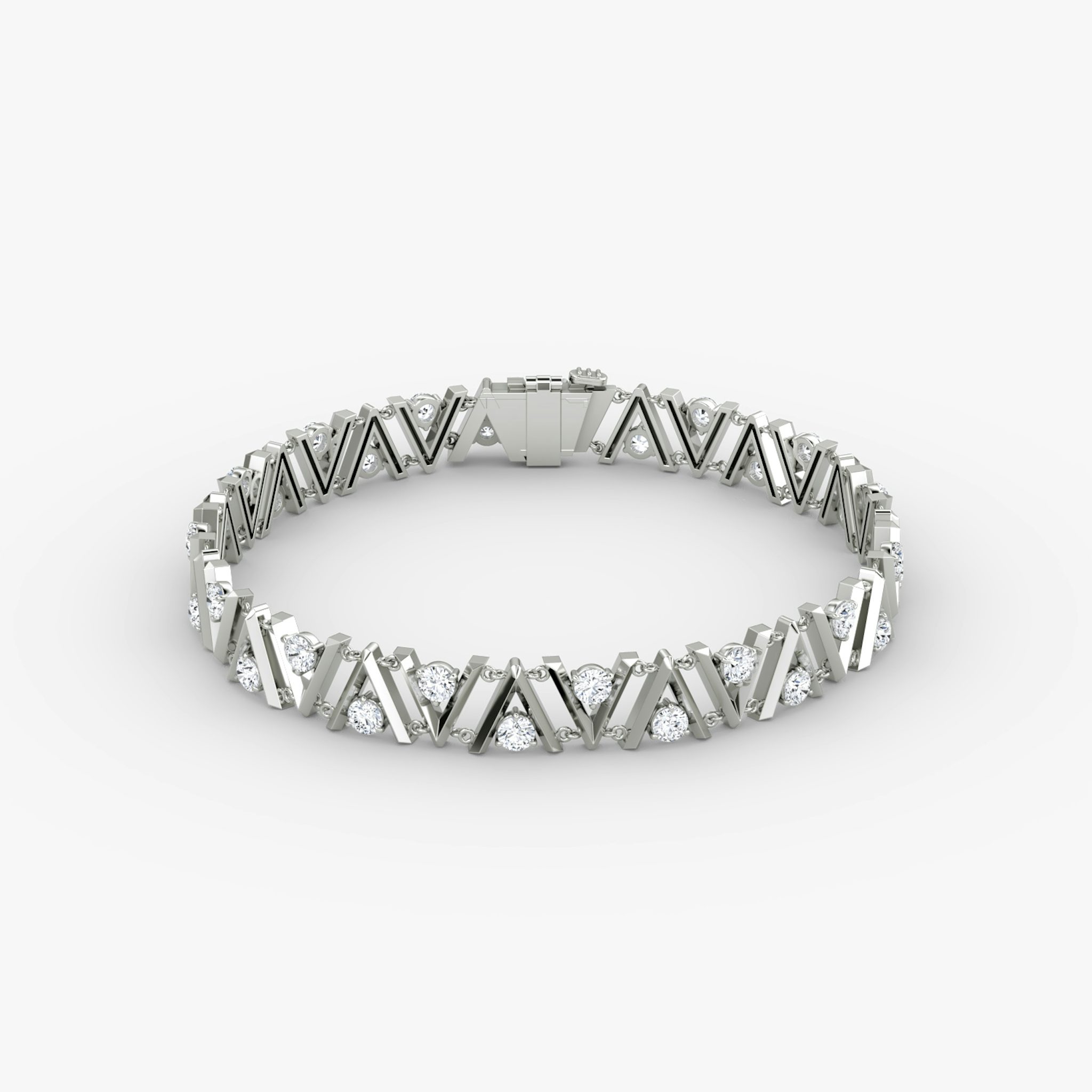 VRAI V Tennis Bracelet | Round Brilliant | 14k | White Gold | diamondSize: petite | chainLength: 7