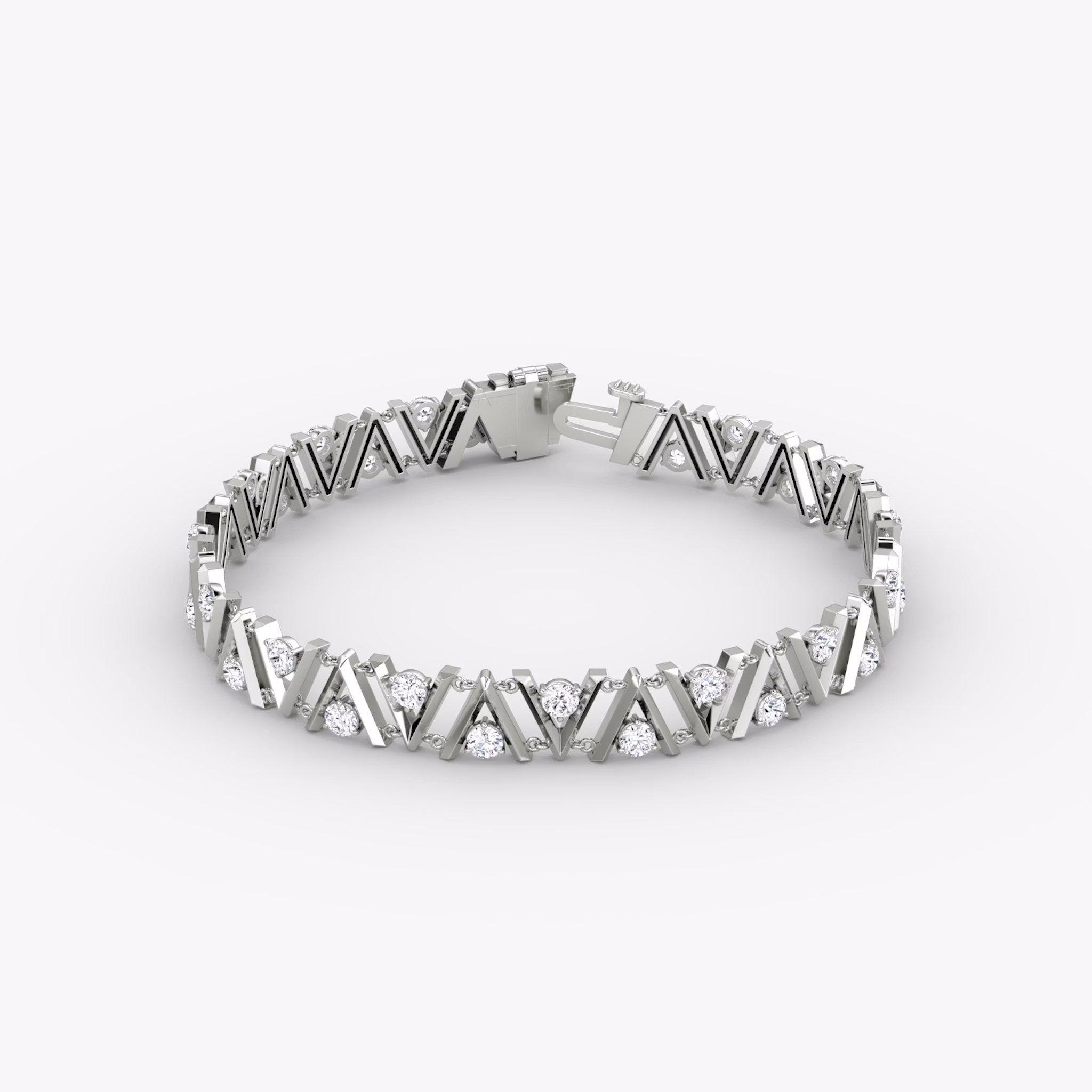 VRAI V Tennis Bracelet | Round Brilliant | 14k | White Gold | diamondSize: petite | chainLength: 7