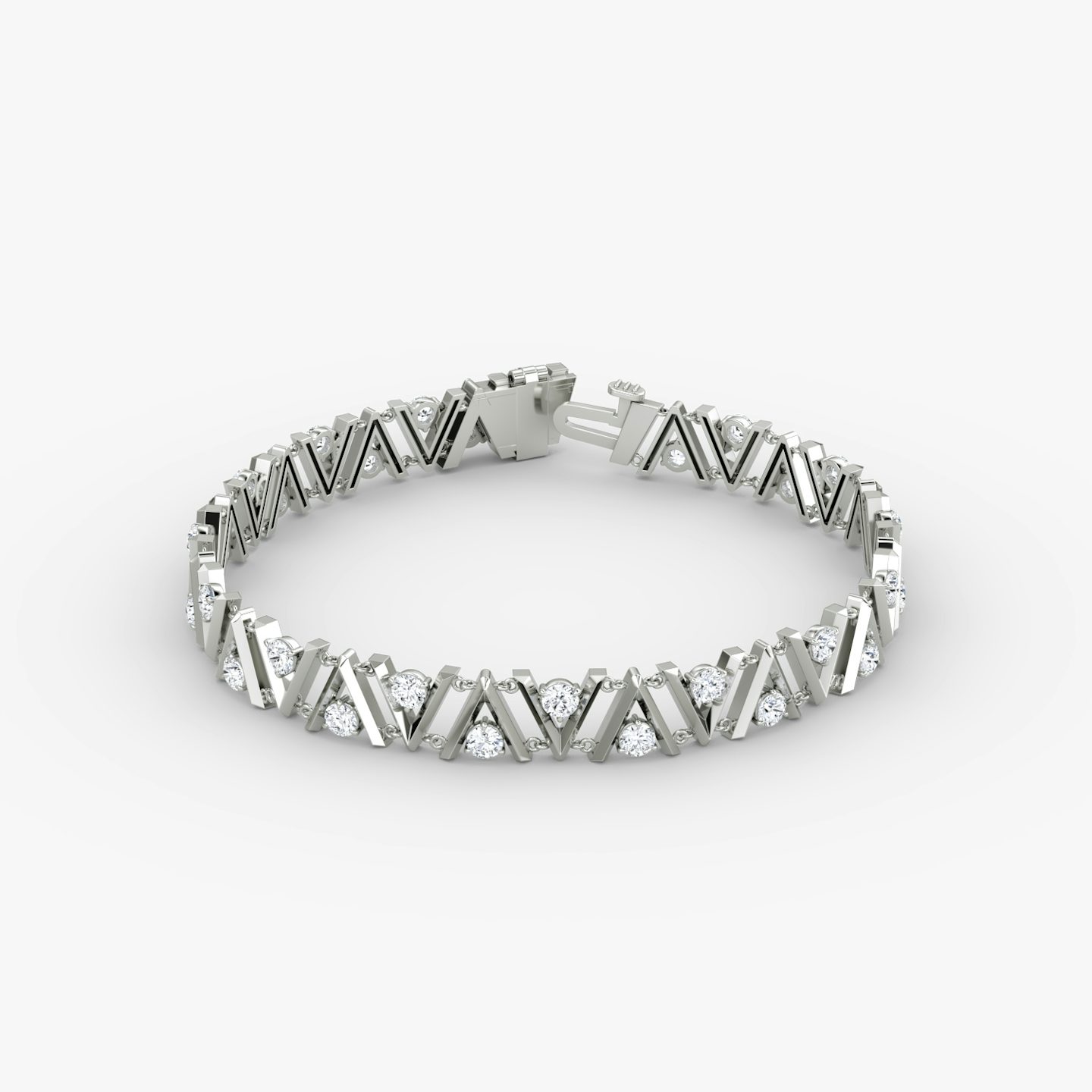 VRAI V Tennis Bracelet | Round Brilliant | 14k | White Gold | diamondSize: petite | chainLength: 7