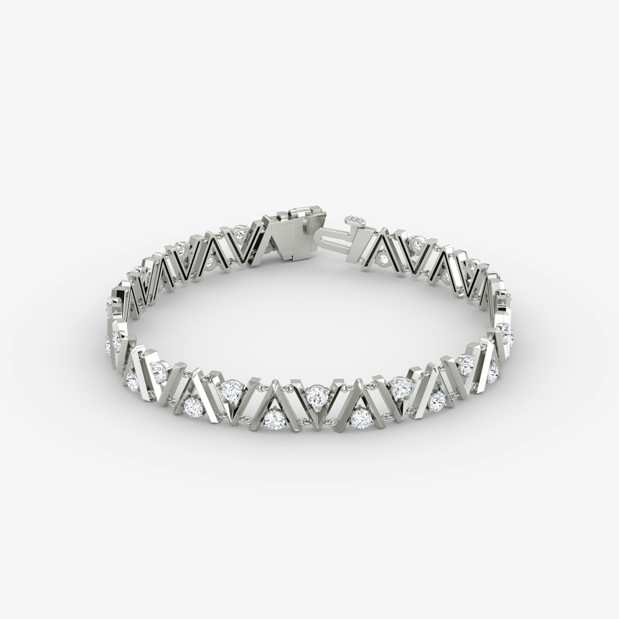 VRAI V Tennis Bracelet | Round Brilliant | 14k | White Gold | diamondSize: petite | chainLength: 7