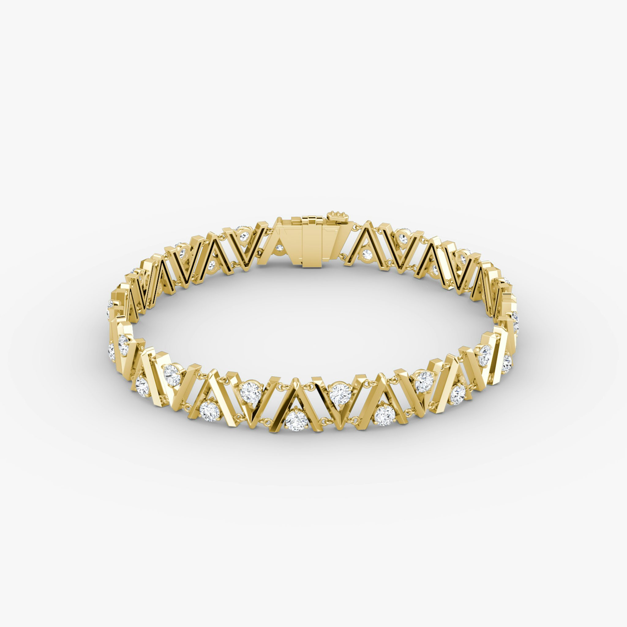 VRAI V Tennis Bracelet | Round Brilliant | 14k | Yellow Gold | diamondSize: petite | chainLength: 7